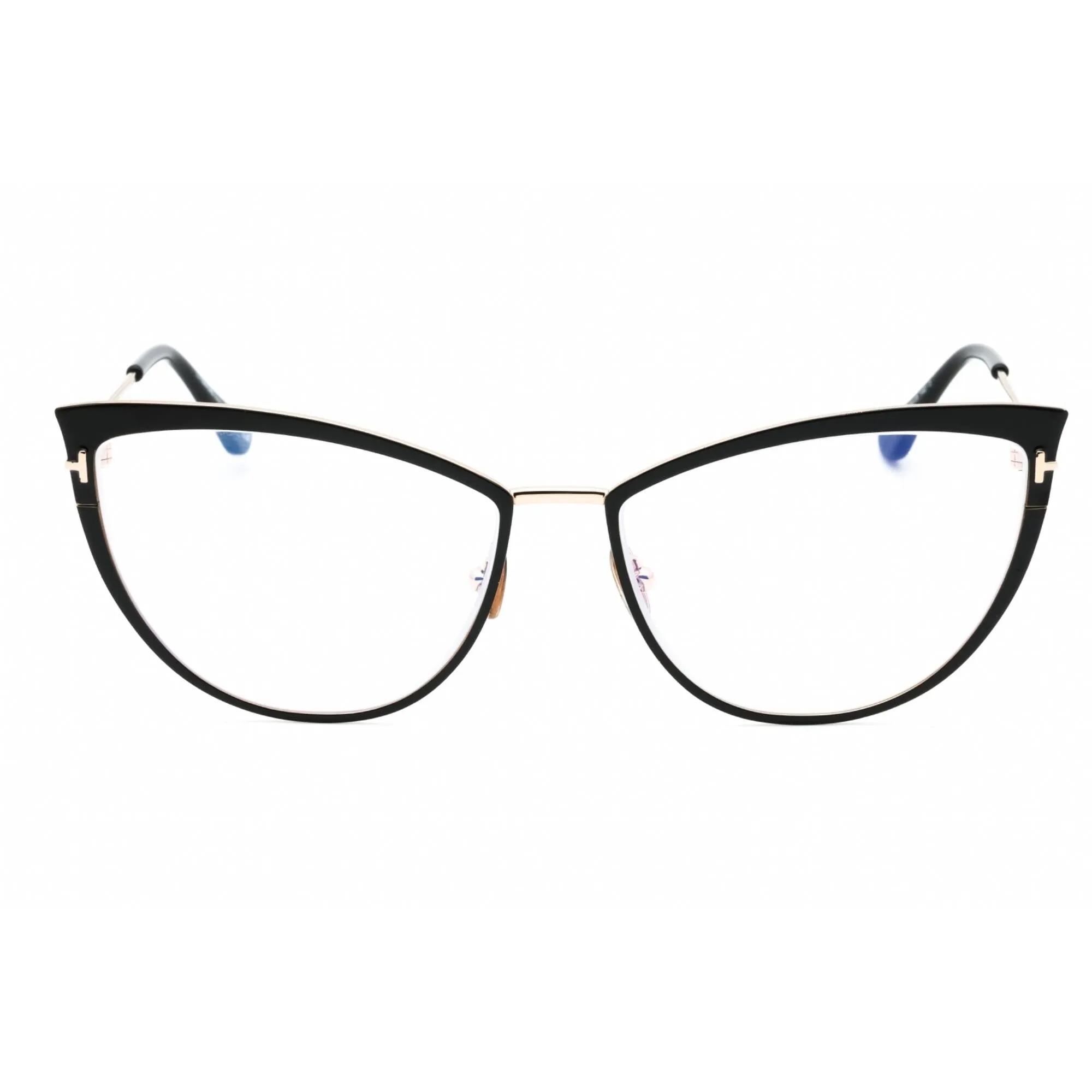 Tom Ford Women's Eyeglasses - Shiny Black Metal Cat Eye Full Rim Frame | FT5877-B 001