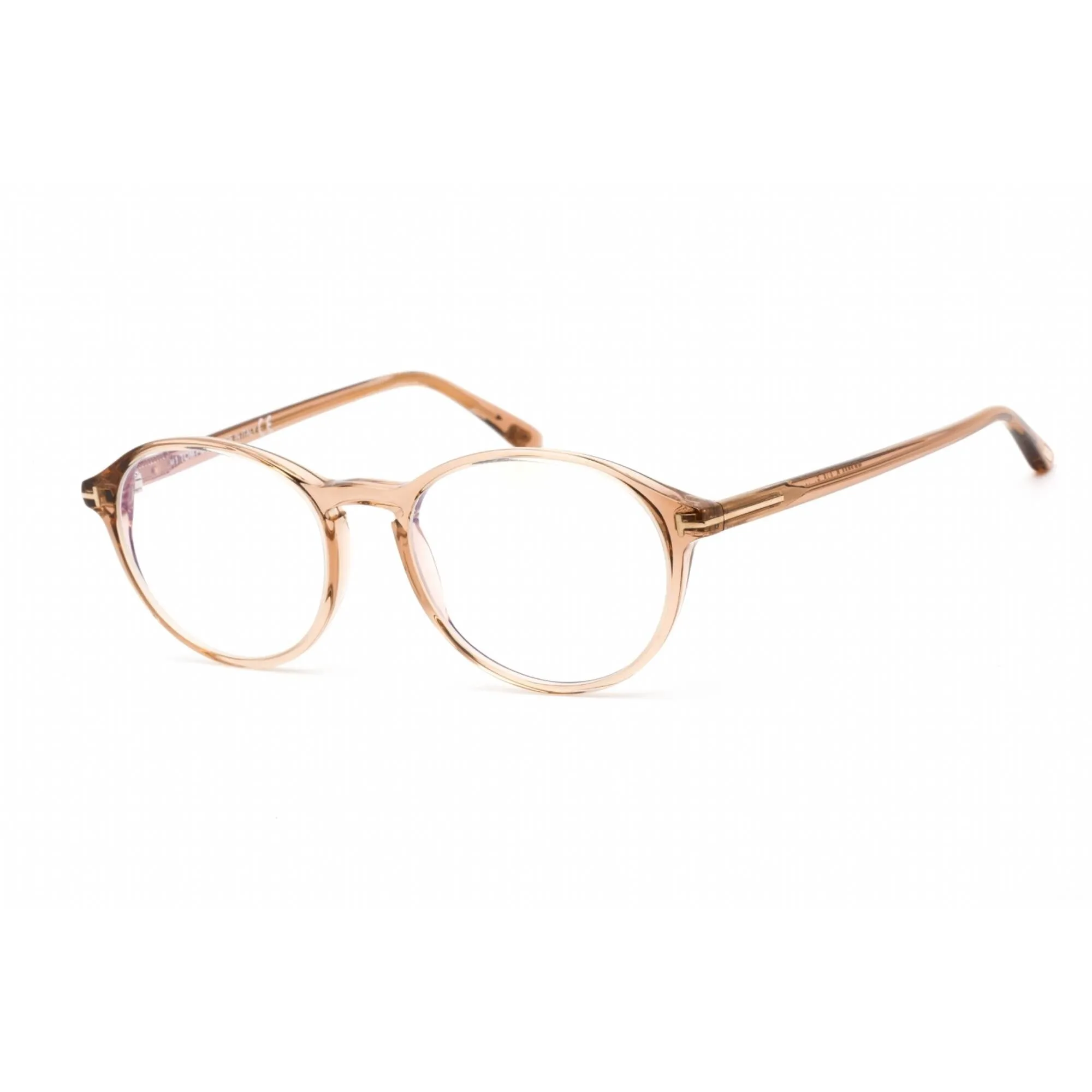 Tom Ford Women's Eyeglasses - Shiny Light Brown Plastic Round Frame | FT5753-B 045