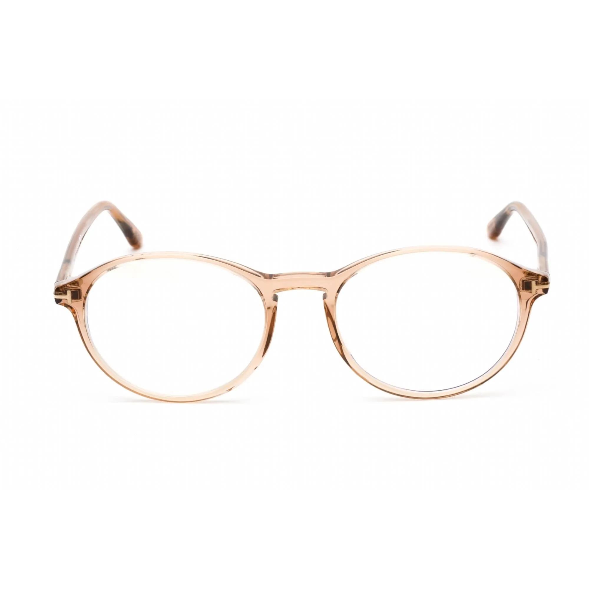 Tom Ford Women's Eyeglasses - Shiny Light Brown Plastic Round Frame | FT5753-B 045