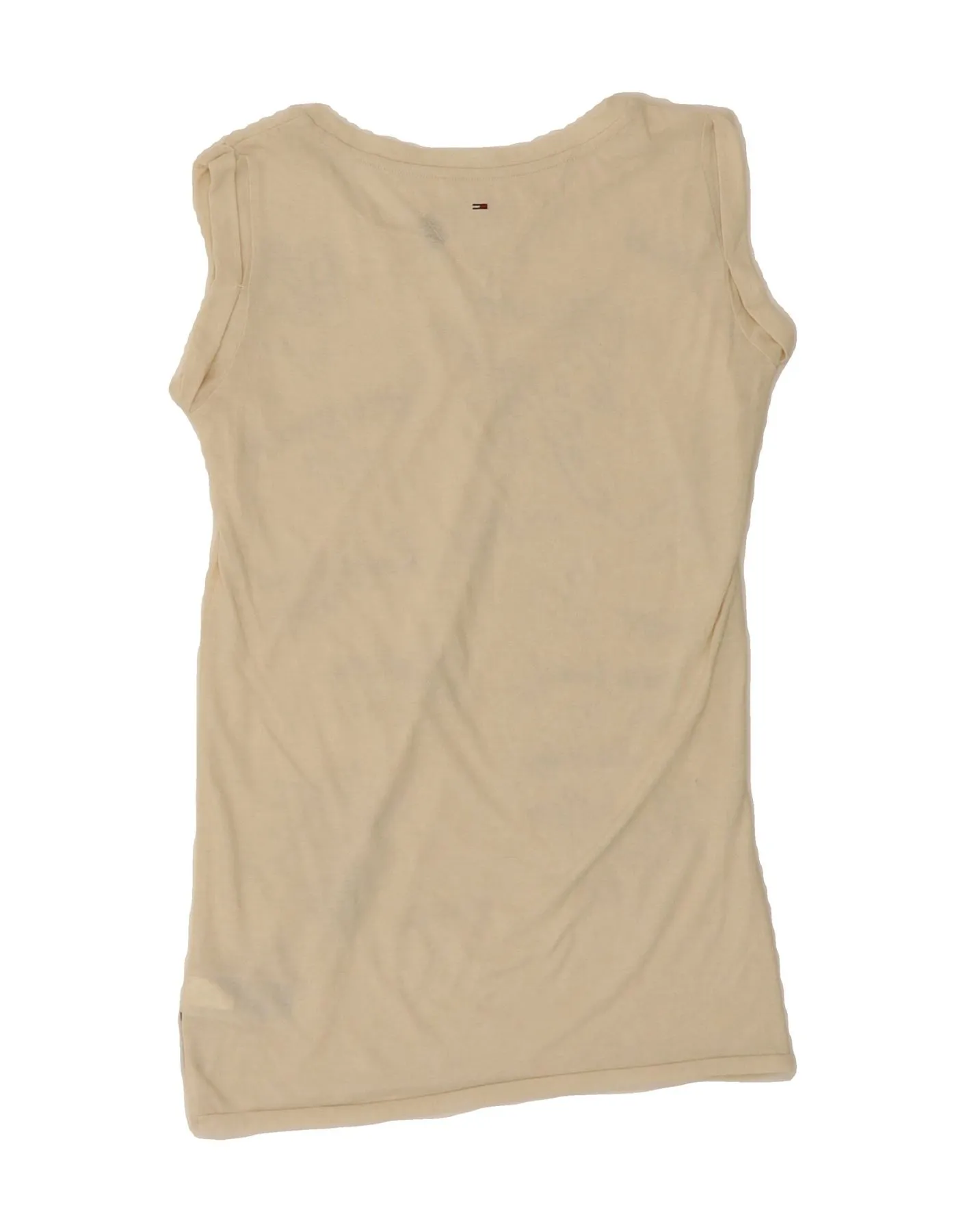TOMMY HILFIGER Womens Graphic Vest Top UK 6 XS Beige