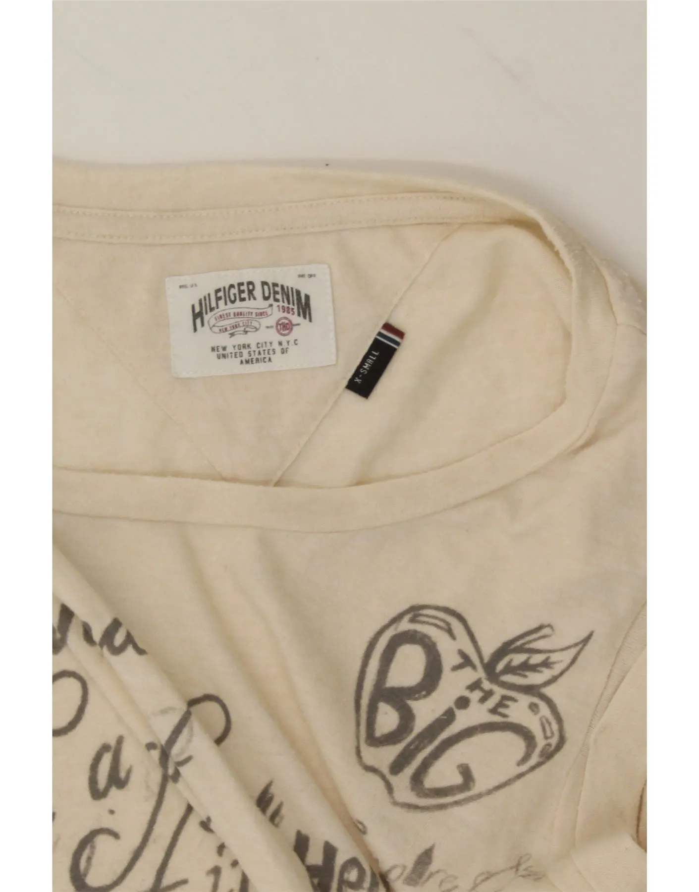 TOMMY HILFIGER Womens Graphic Vest Top UK 6 XS Beige