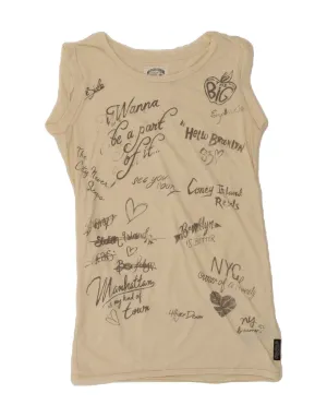 TOMMY HILFIGER Womens Graphic Vest Top UK 6 XS Beige
