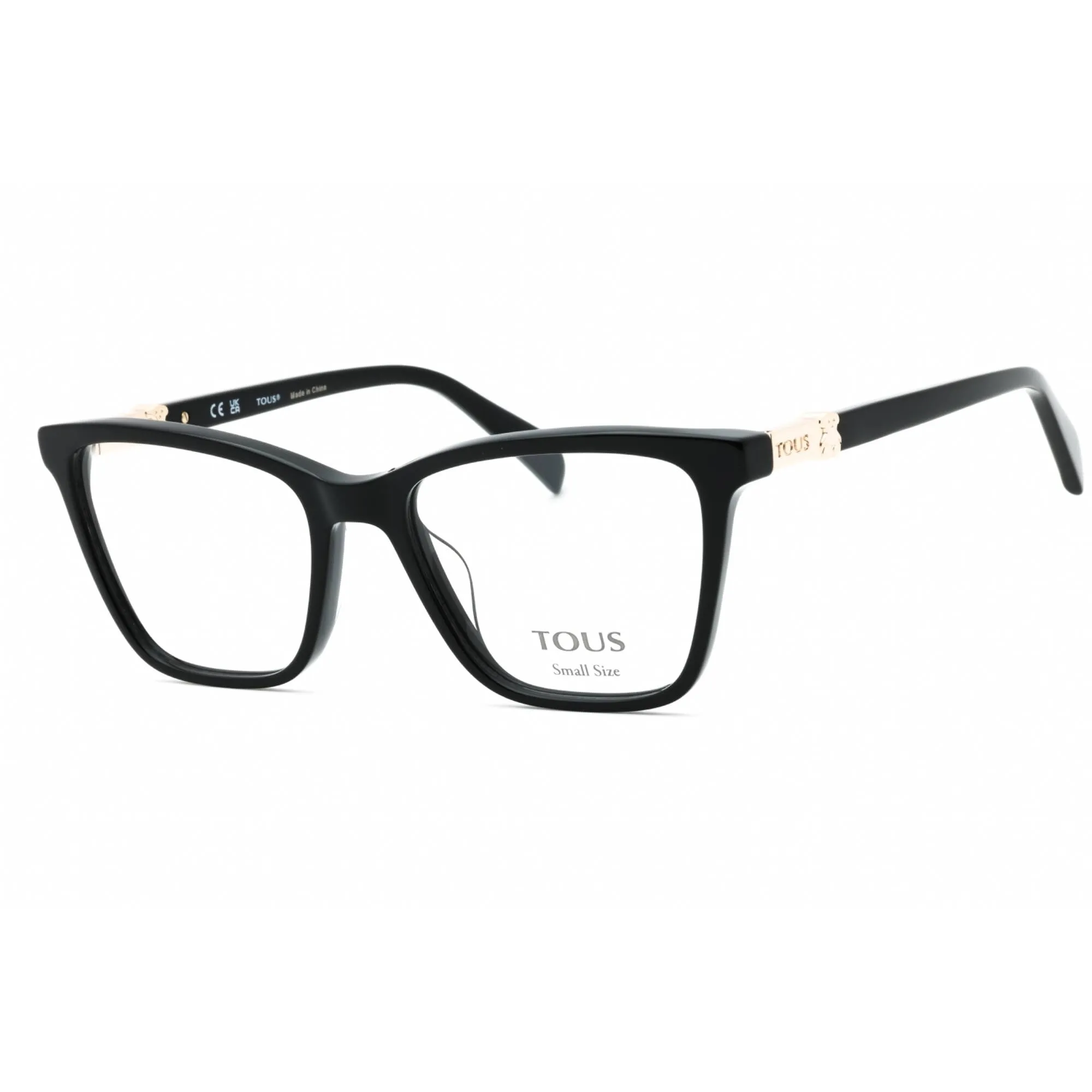 Tous Women's Eyeglasses - Shiny Black Acetate Cat Eye Full Rim Frame | VTOB29L 0700