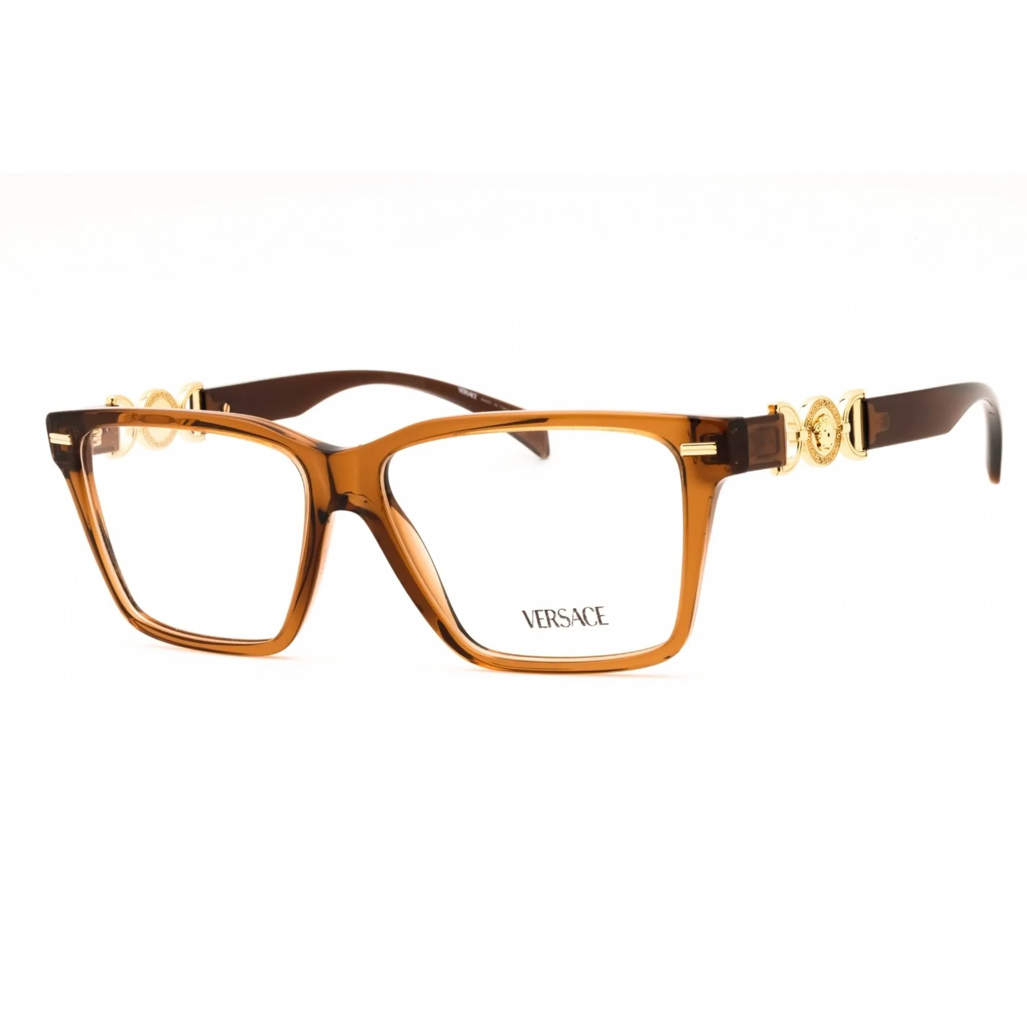 Versace Women's Eyeglasses - Transparent Brown Plastic Full Rim Frame | 0VE3335 5028