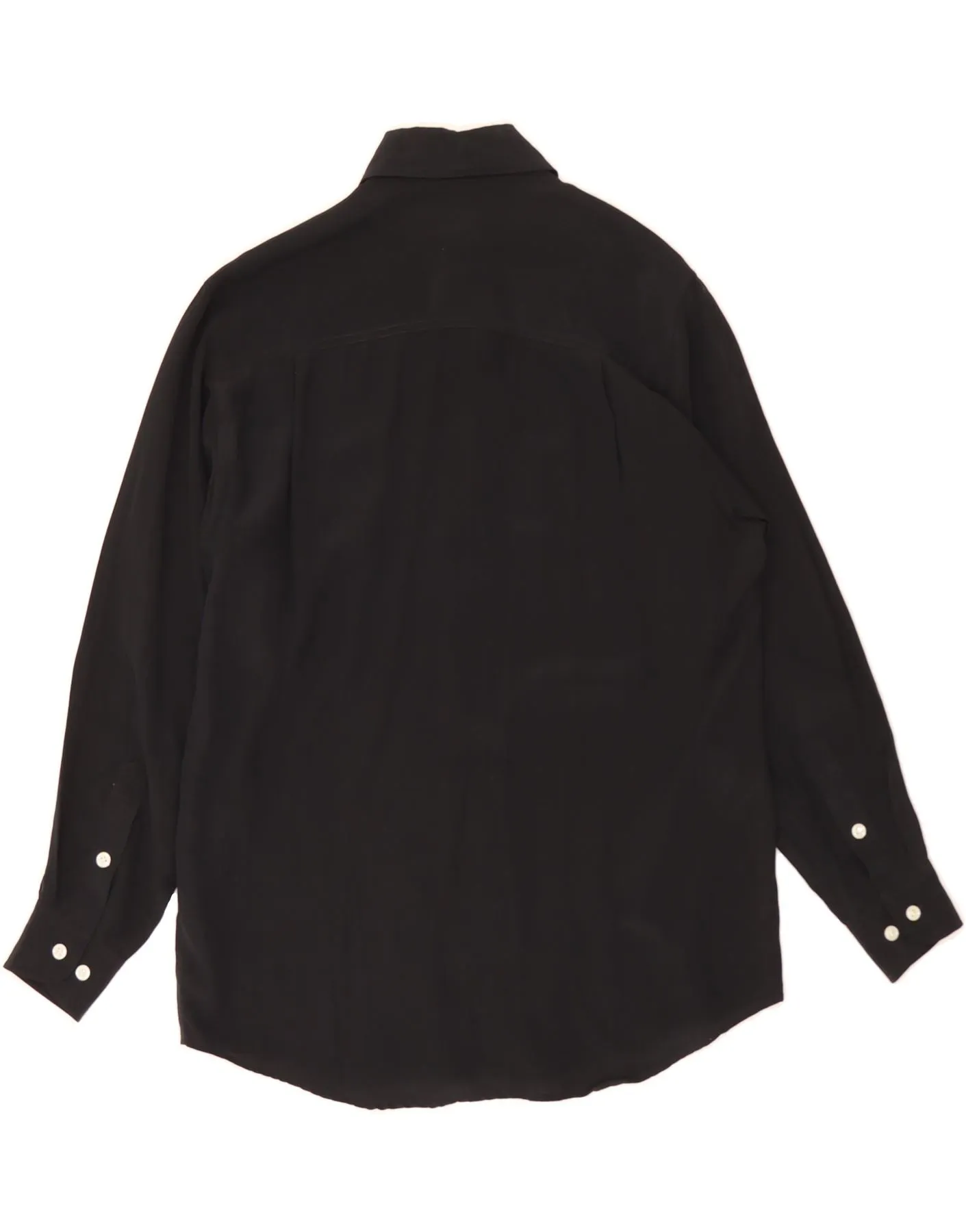 VINTAGE Womens Oversized Shirt UK 10 Small Black Silk