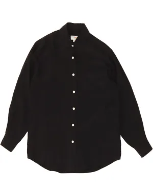 VINTAGE Womens Oversized Shirt UK 10 Small Black Silk