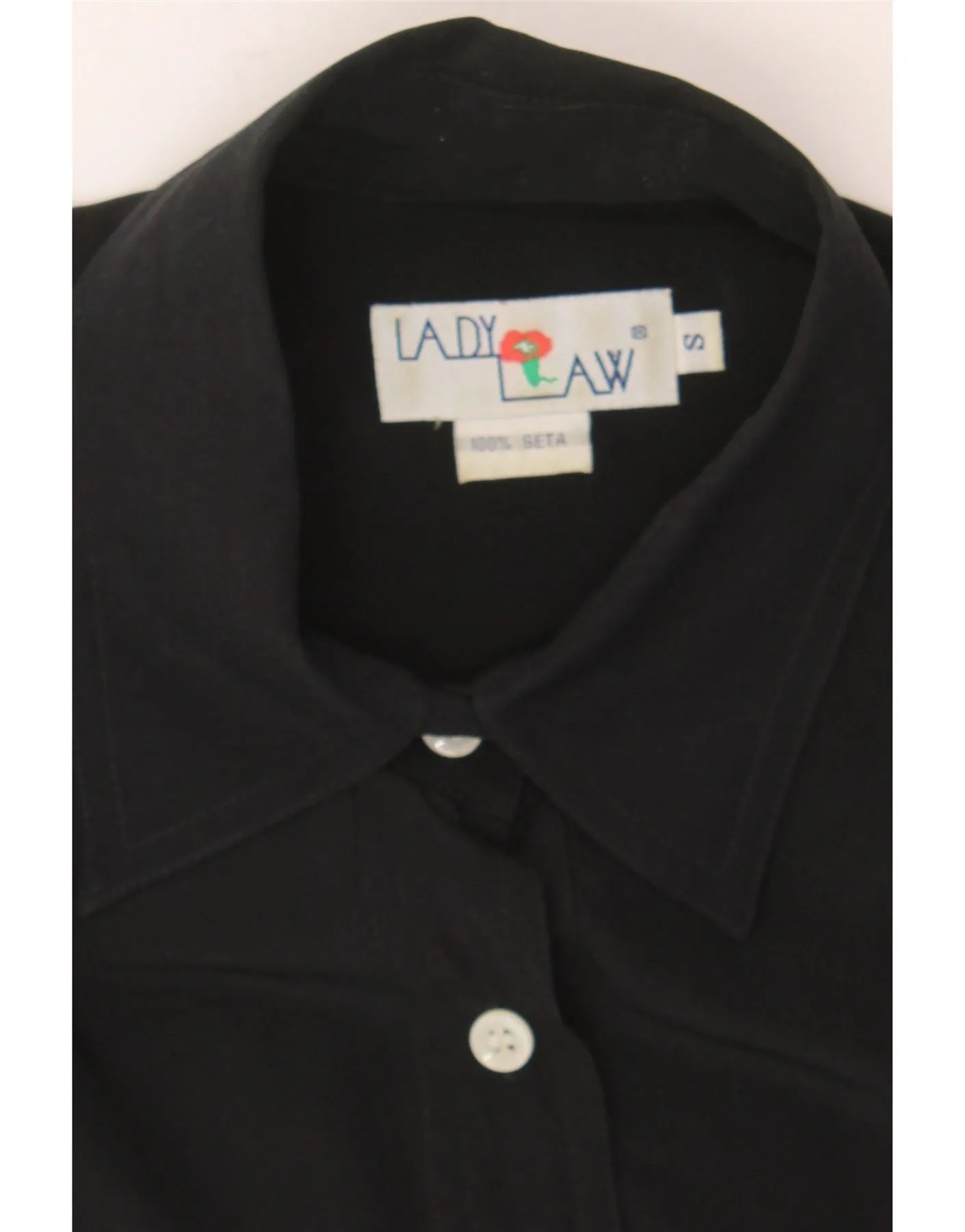 VINTAGE Womens Oversized Shirt UK 10 Small Black Silk