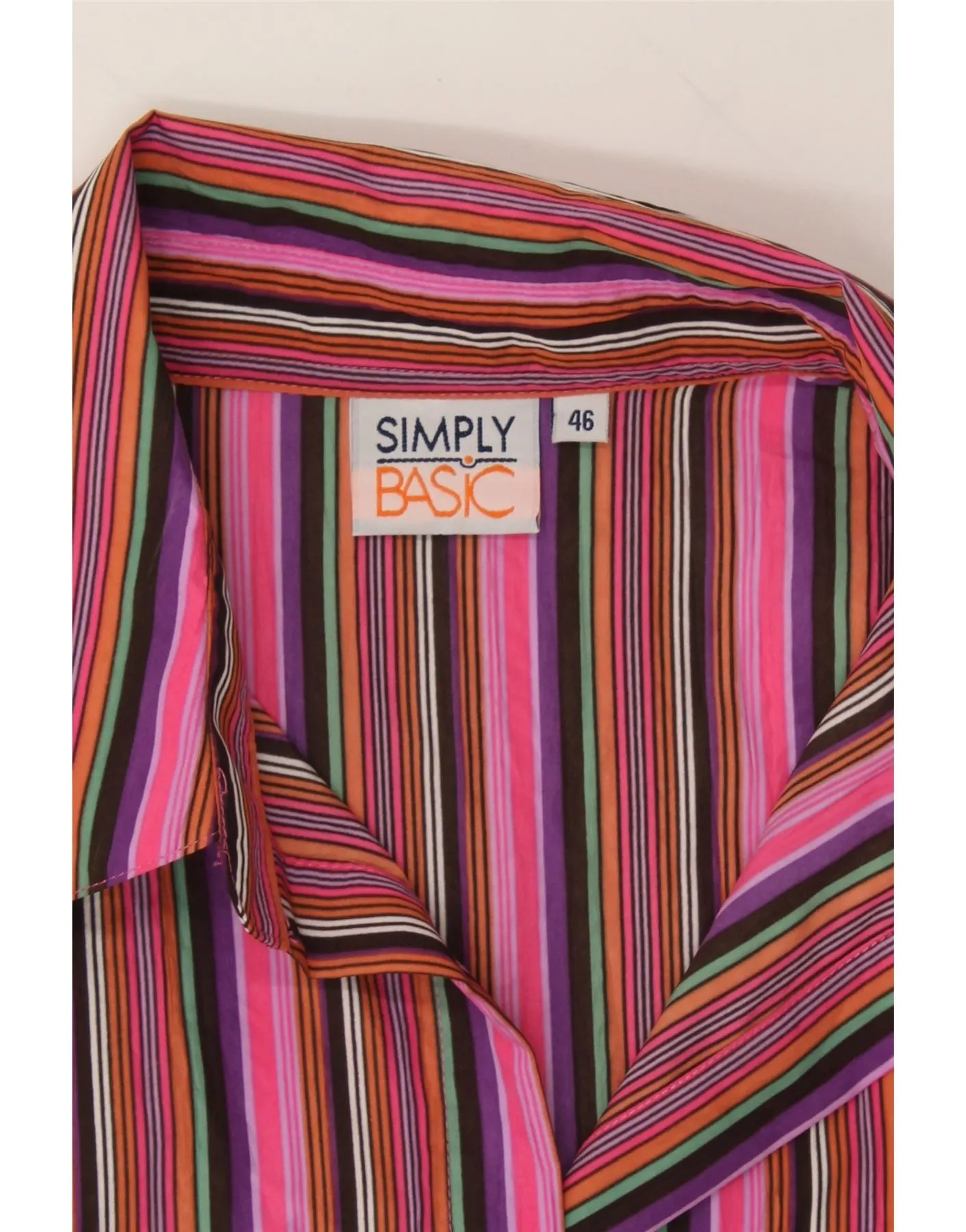 VINTAGE Womens Short Sleeve Shirt IT 46 Large Pink Striped