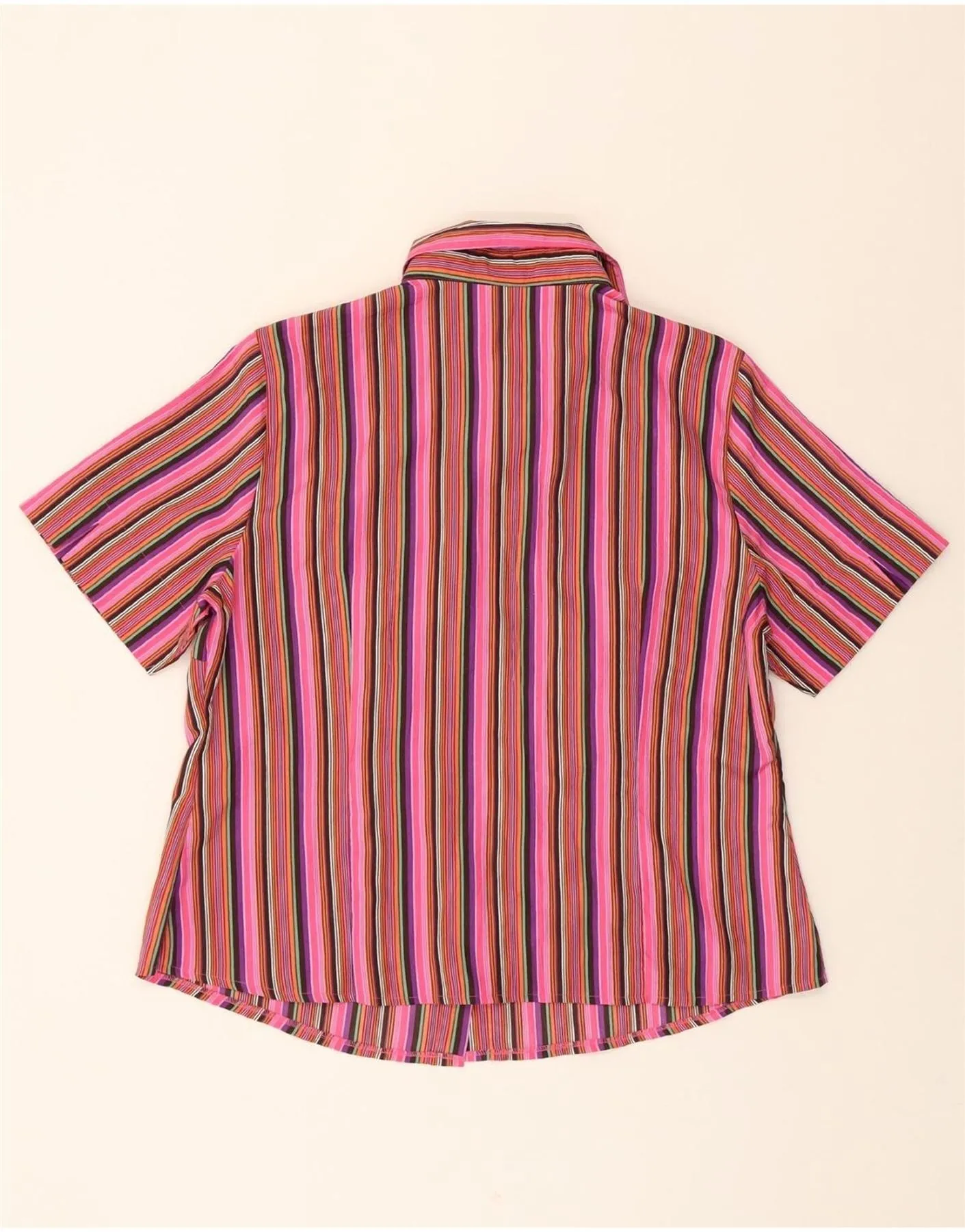 VINTAGE Womens Short Sleeve Shirt IT 46 Large Pink Striped