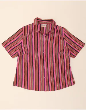 VINTAGE Womens Short Sleeve Shirt IT 46 Large Pink Striped