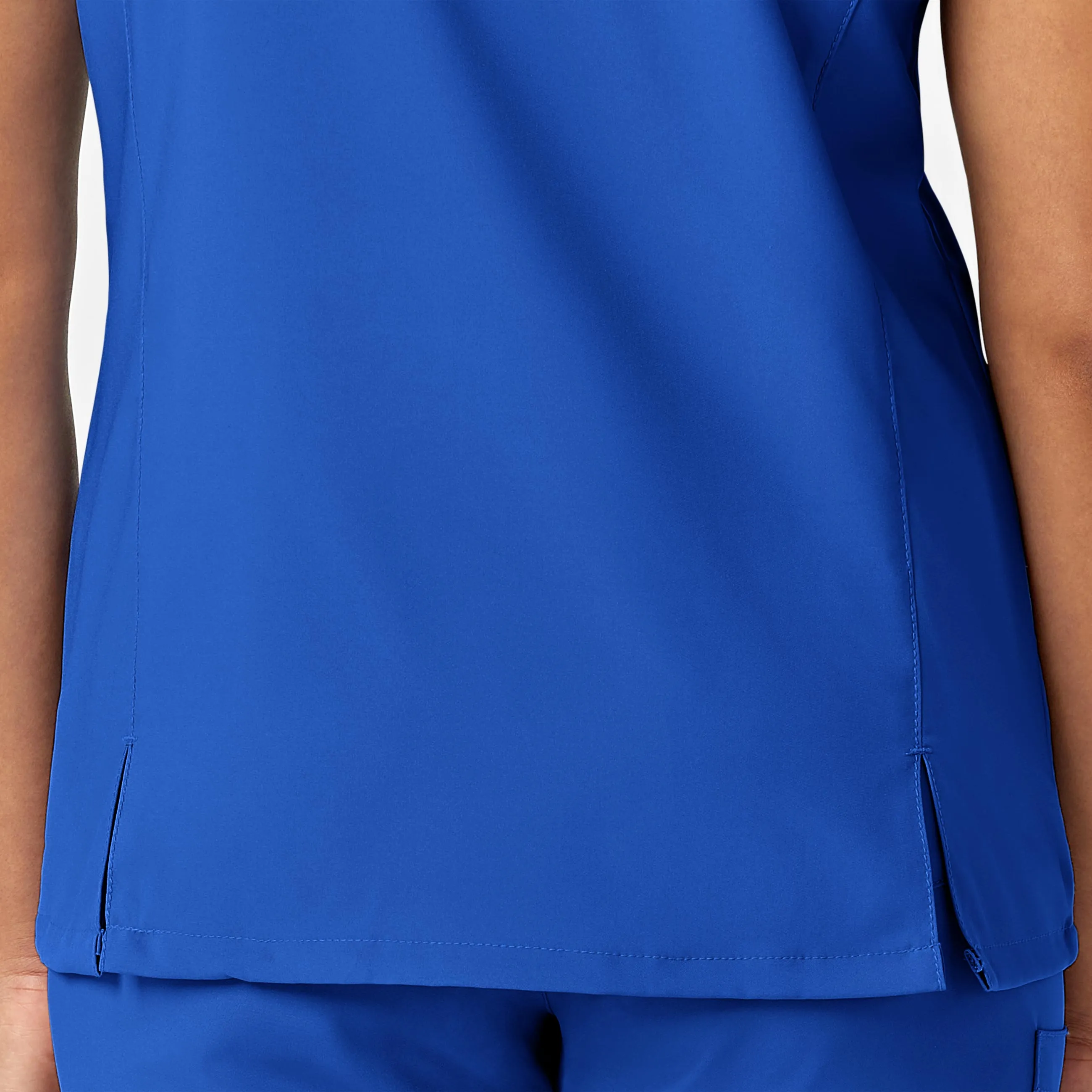 W123 Women's Y-Neck Wrap Scrub Top - Royal
