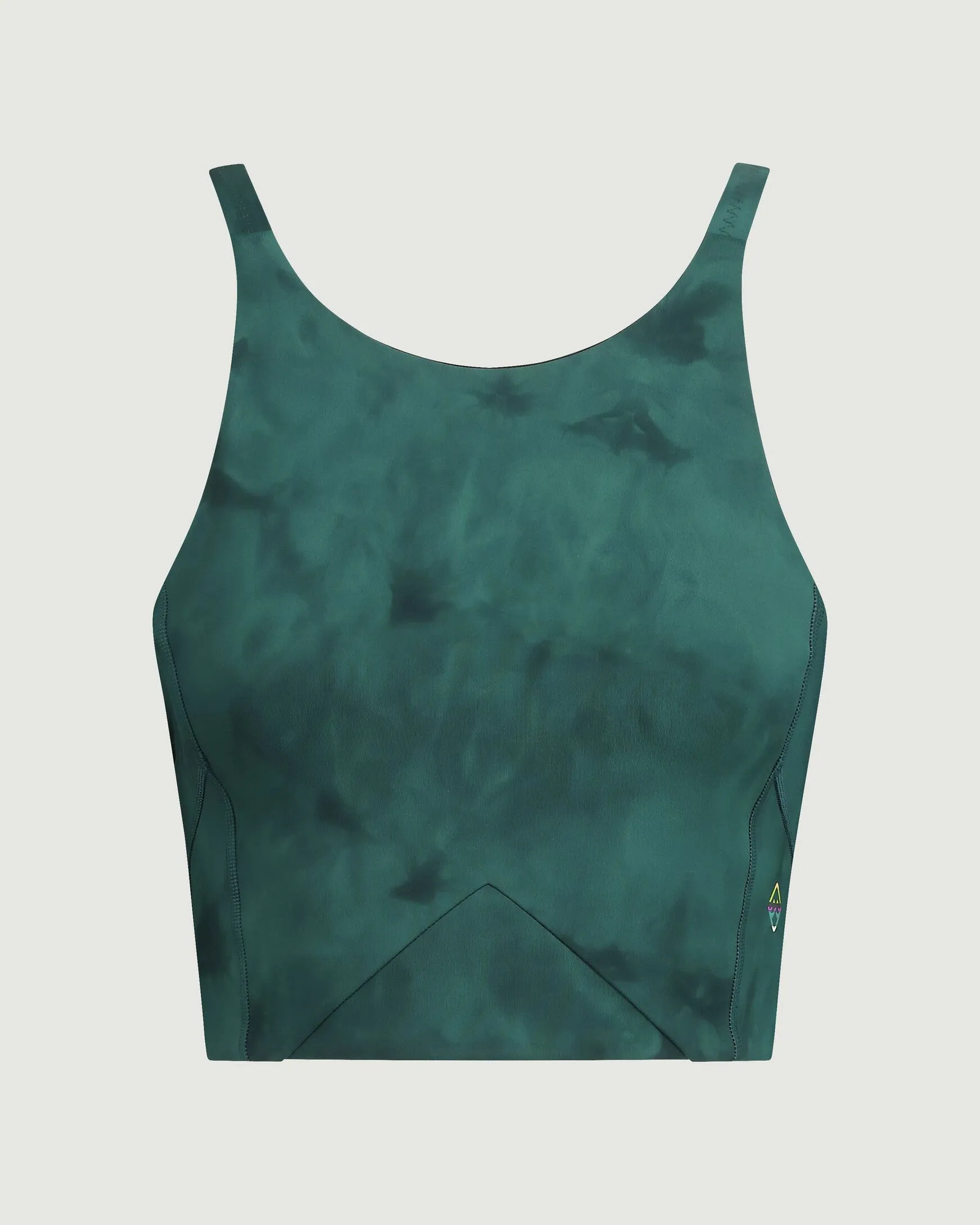 WELL.DER.NESS Move Women's Crop Top - Deep Lagoon Sunburst Print
