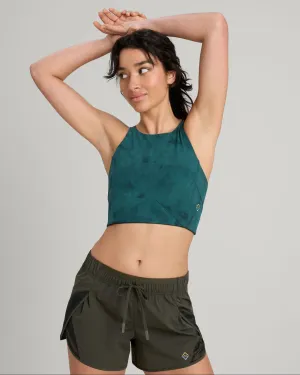 WELL.DER.NESS Move Women's Crop Top - Deep Lagoon Sunburst Print