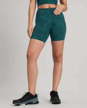 WELL.DER.NESS Move Women's Tight 6" Shorts - Deep Lagoon Sunburst Print
