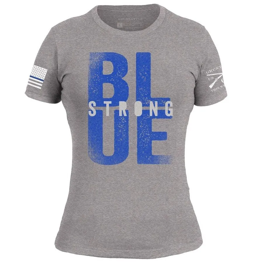 Women's Blue Strong Slim Fit T-Shirt - Dark Heather Gray