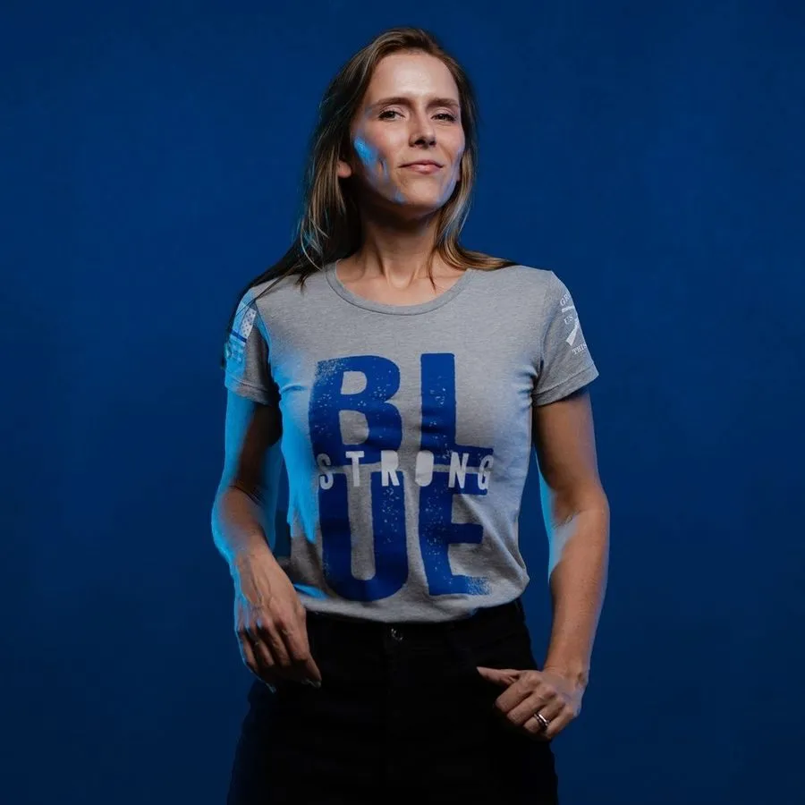 Women's Blue Strong Slim Fit T-Shirt - Dark Heather Gray