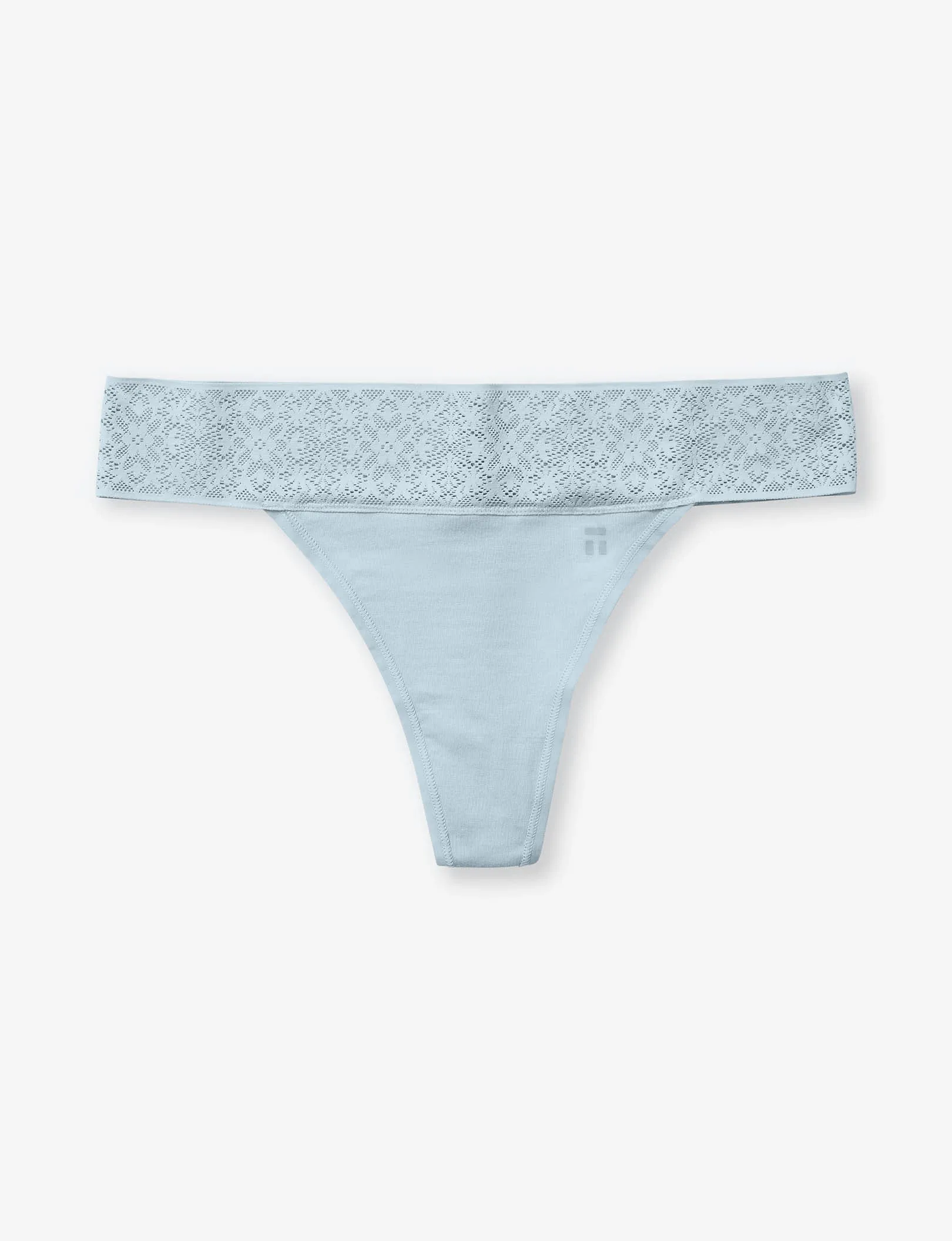 Women's Cool Cotton Thong, Lace Waist