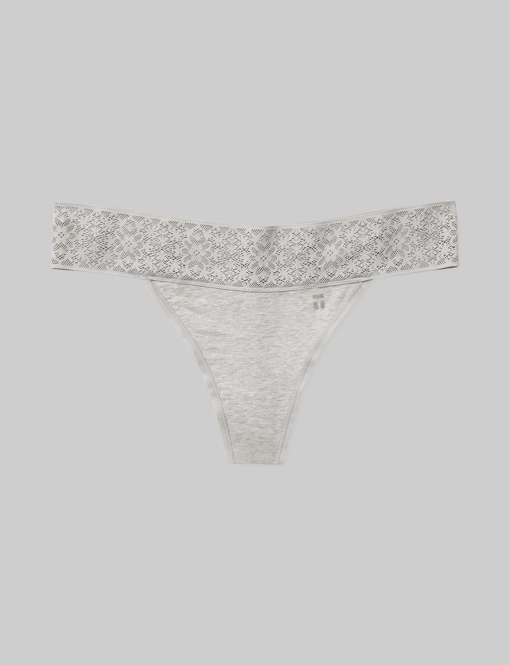 Women's Cool Cotton Thong, Lace Waist