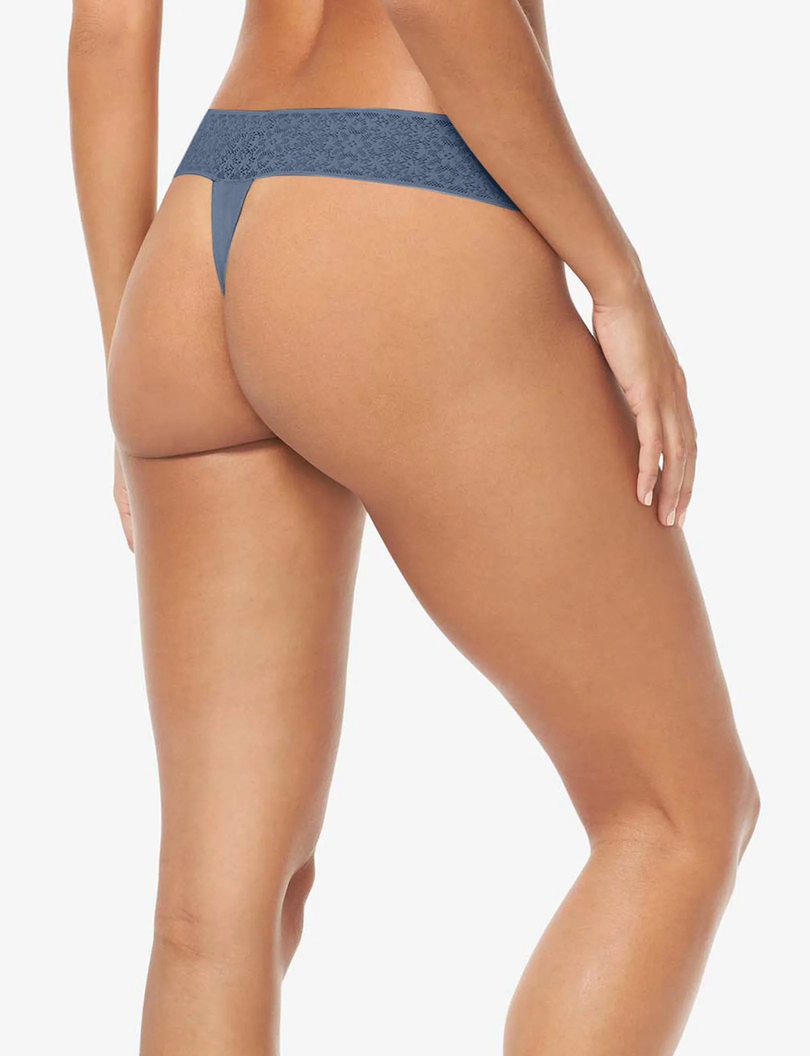 Women's Cool Cotton Thong, Lace Waist