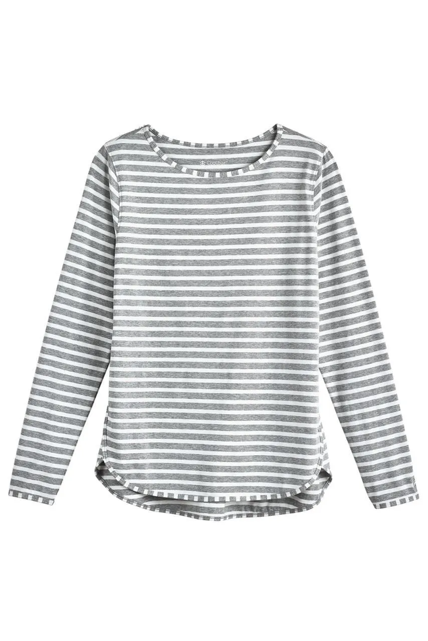 Women's Heyday Side Split Shirt | Grey/White Stripe