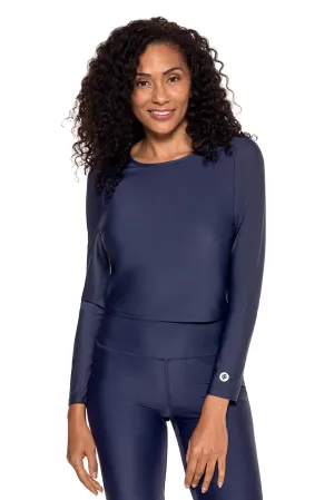 Women's Ocean Drive Cropped Rash Guard | Navy