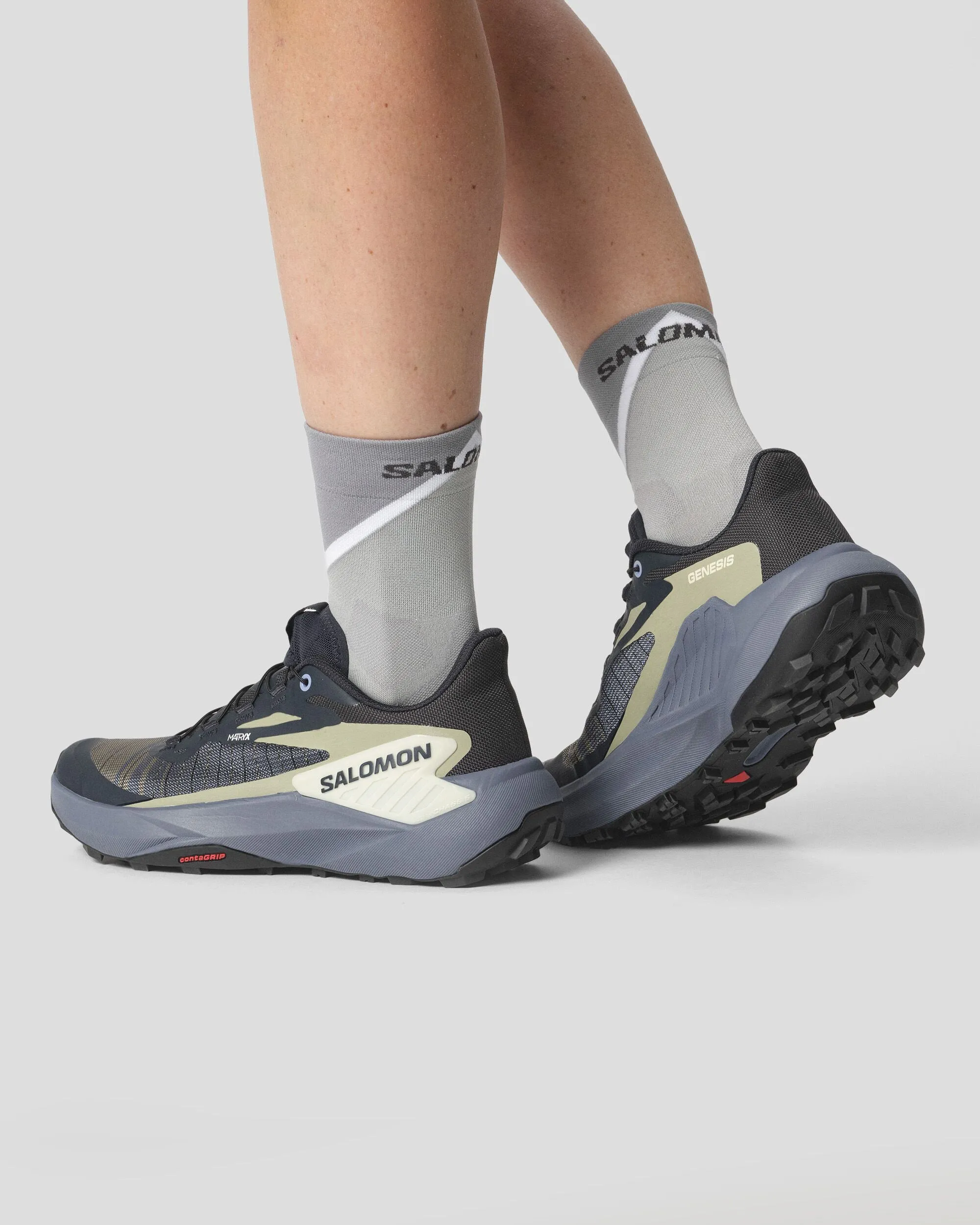 Women's Salomon Genesis Trail Running Shoes - Carbon/Grisaille/Aloe Wash