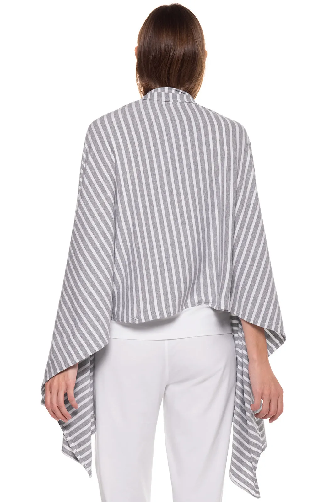Women's Sanibel Everyday Beach Shawl | Grey/White Stripe