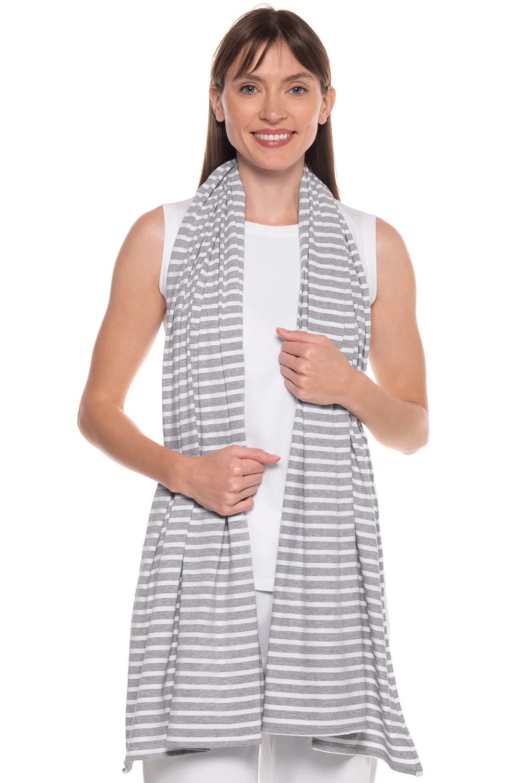 Women's Sanibel Everyday Beach Shawl | Grey/White Stripe