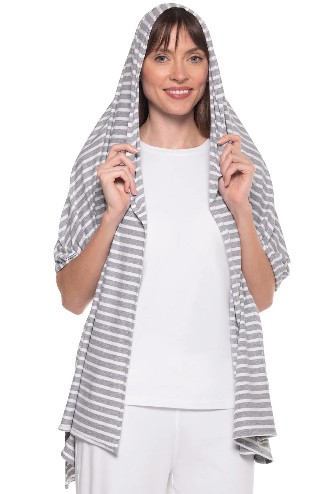 Women's Sanibel Everyday Beach Shawl | Grey/White Stripe