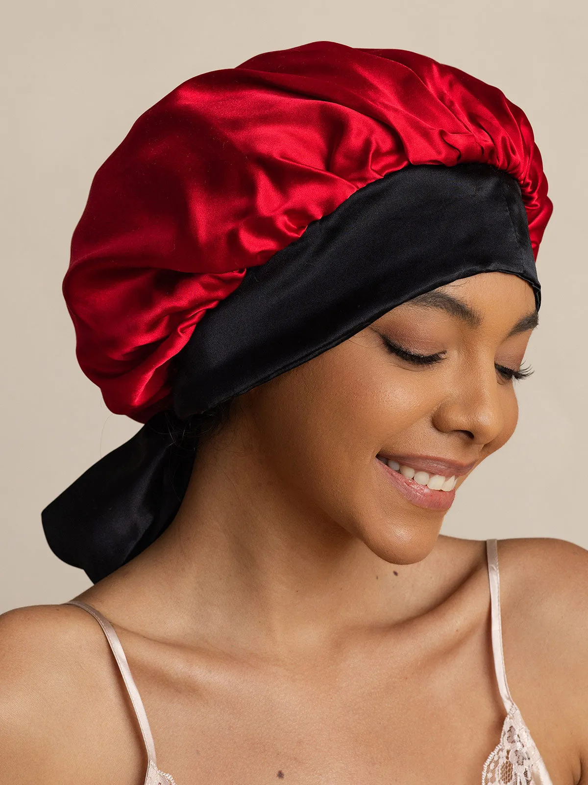 Women's Silk Casual Bonnet with Long Ribbons (Two-tone and Double-sided)