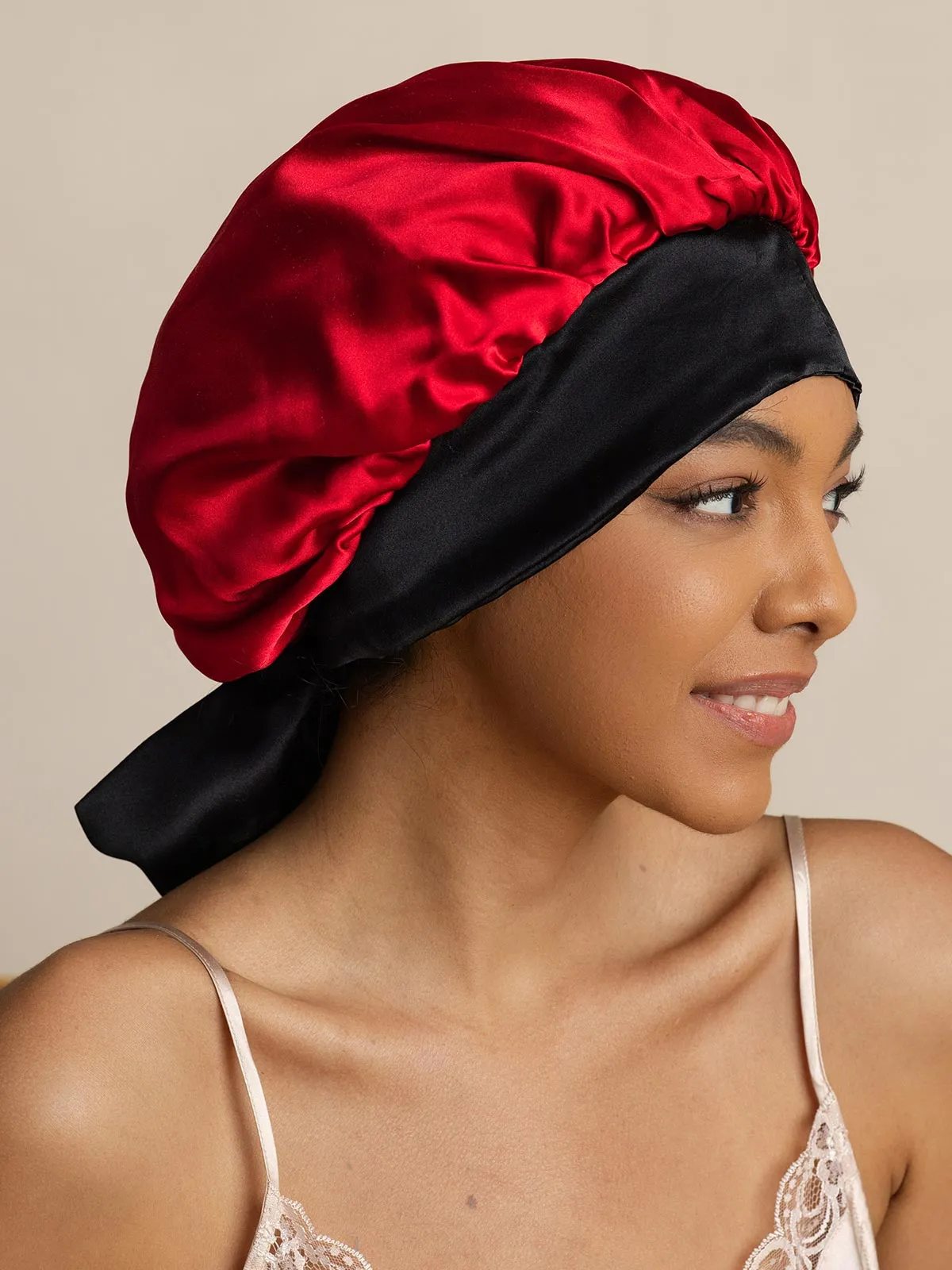 Women's Silk Casual Bonnet with Long Ribbons (Two-tone and Double-sided)