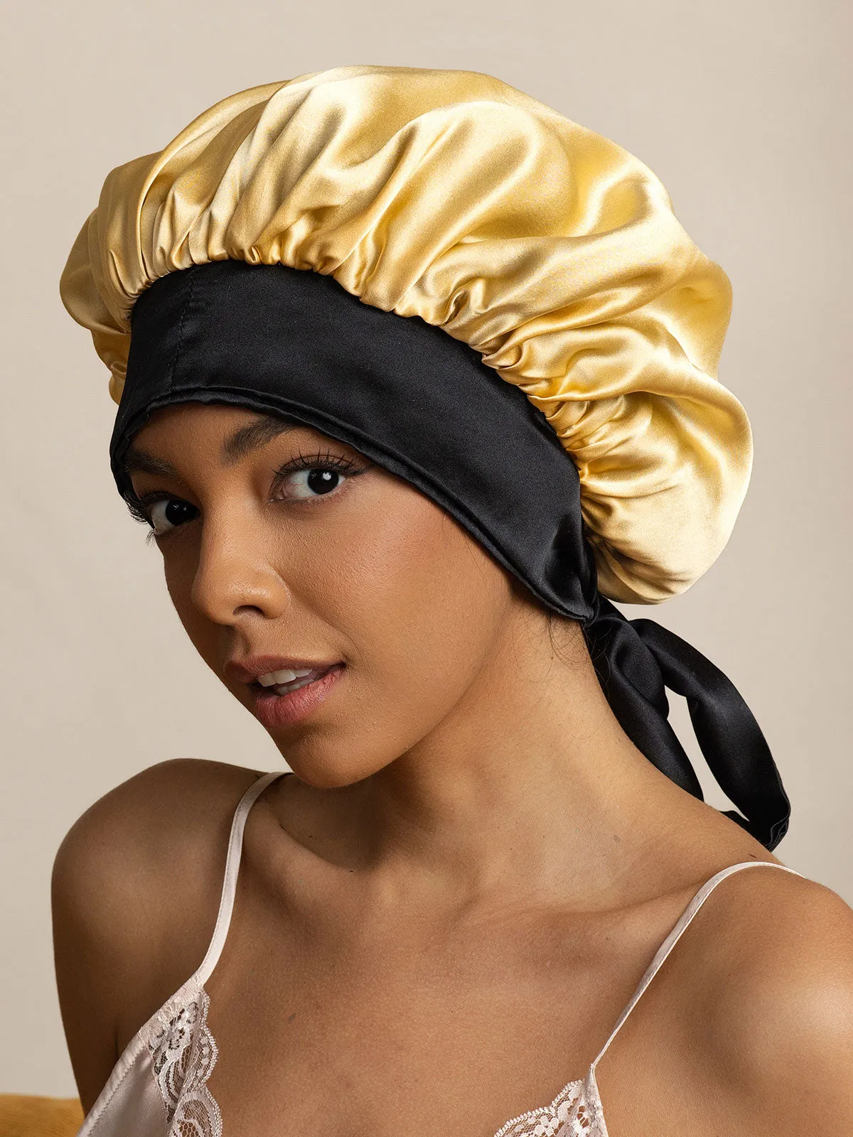 Women's Silk Casual Bonnet with Long Ribbons (Two-tone and Double-sided)