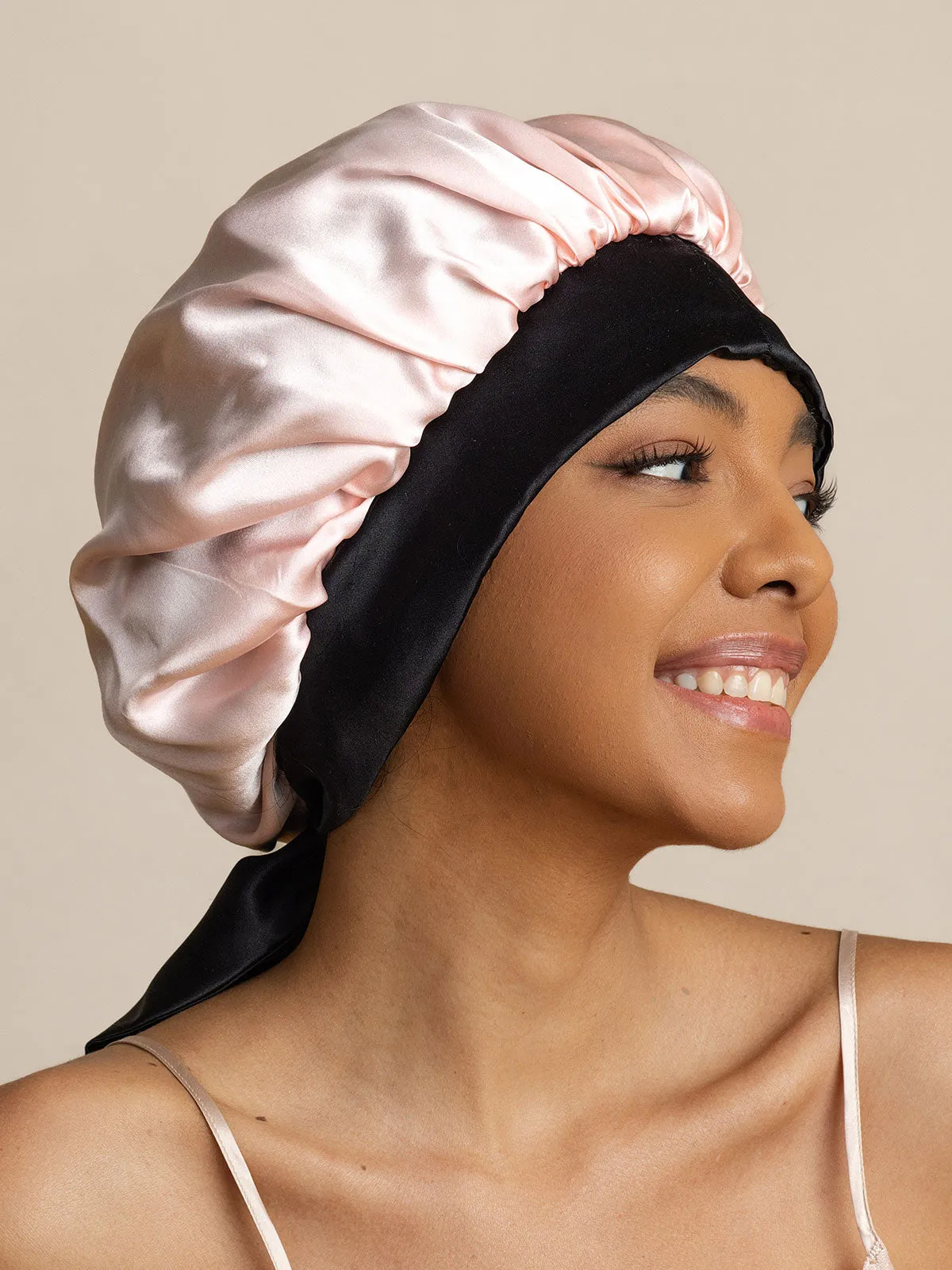 Women's Silk Casual Bonnet with Long Ribbons (Two-tone and Double-sided)