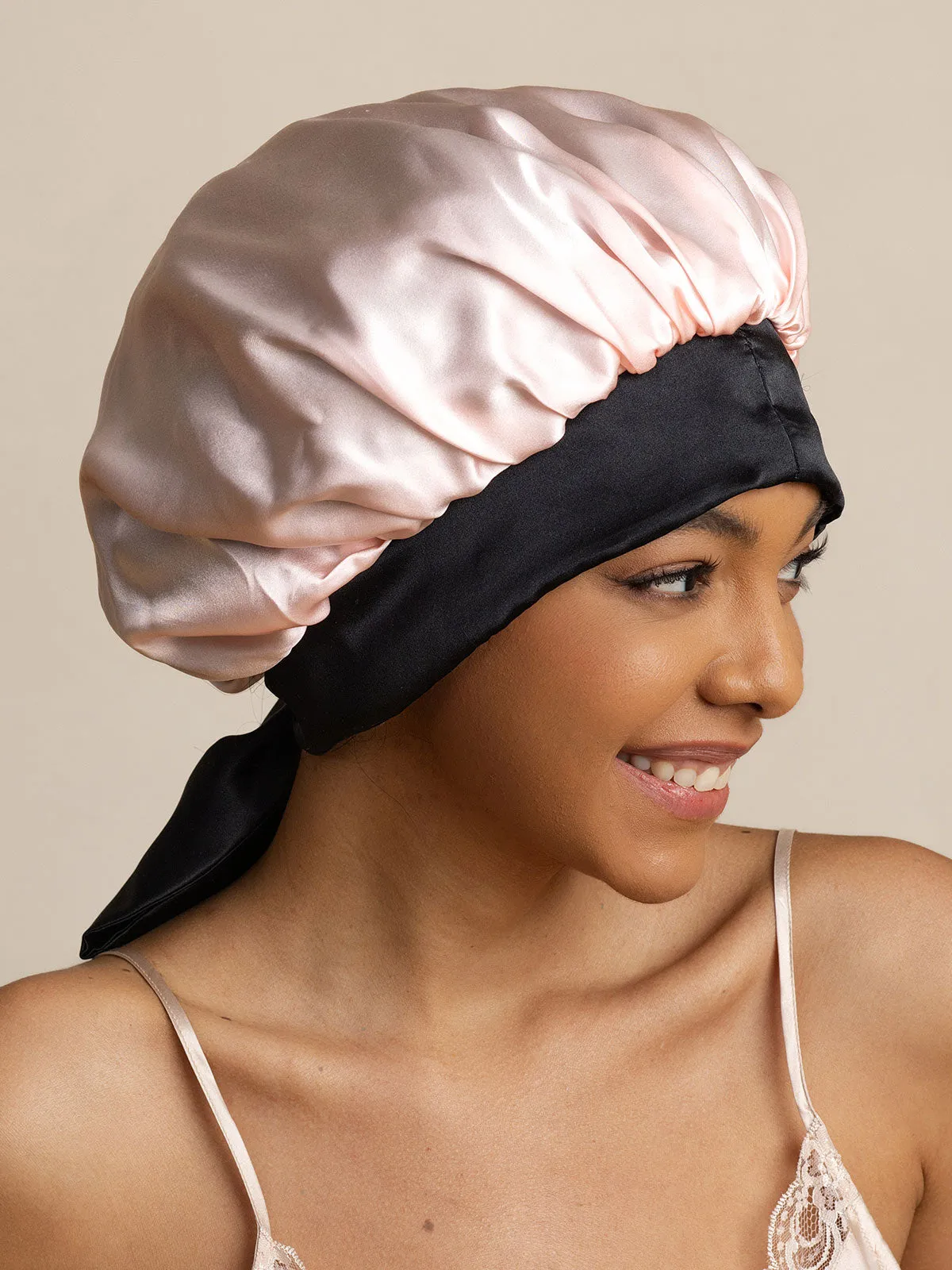 Women's Silk Casual Bonnet with Long Ribbons (Two-tone and Double-sided)