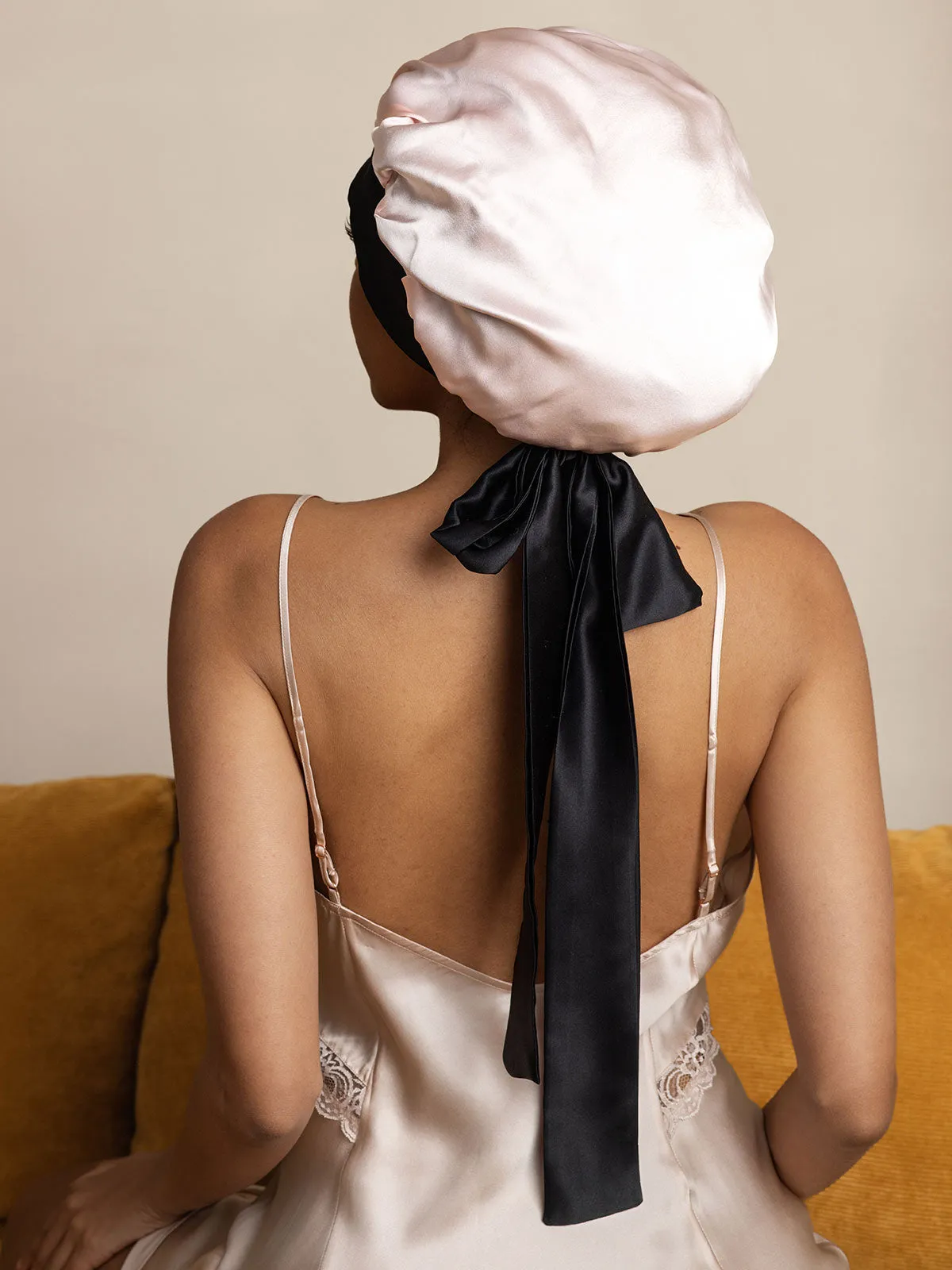 Women's Silk Casual Bonnet with Long Ribbons (Two-tone and Double-sided)