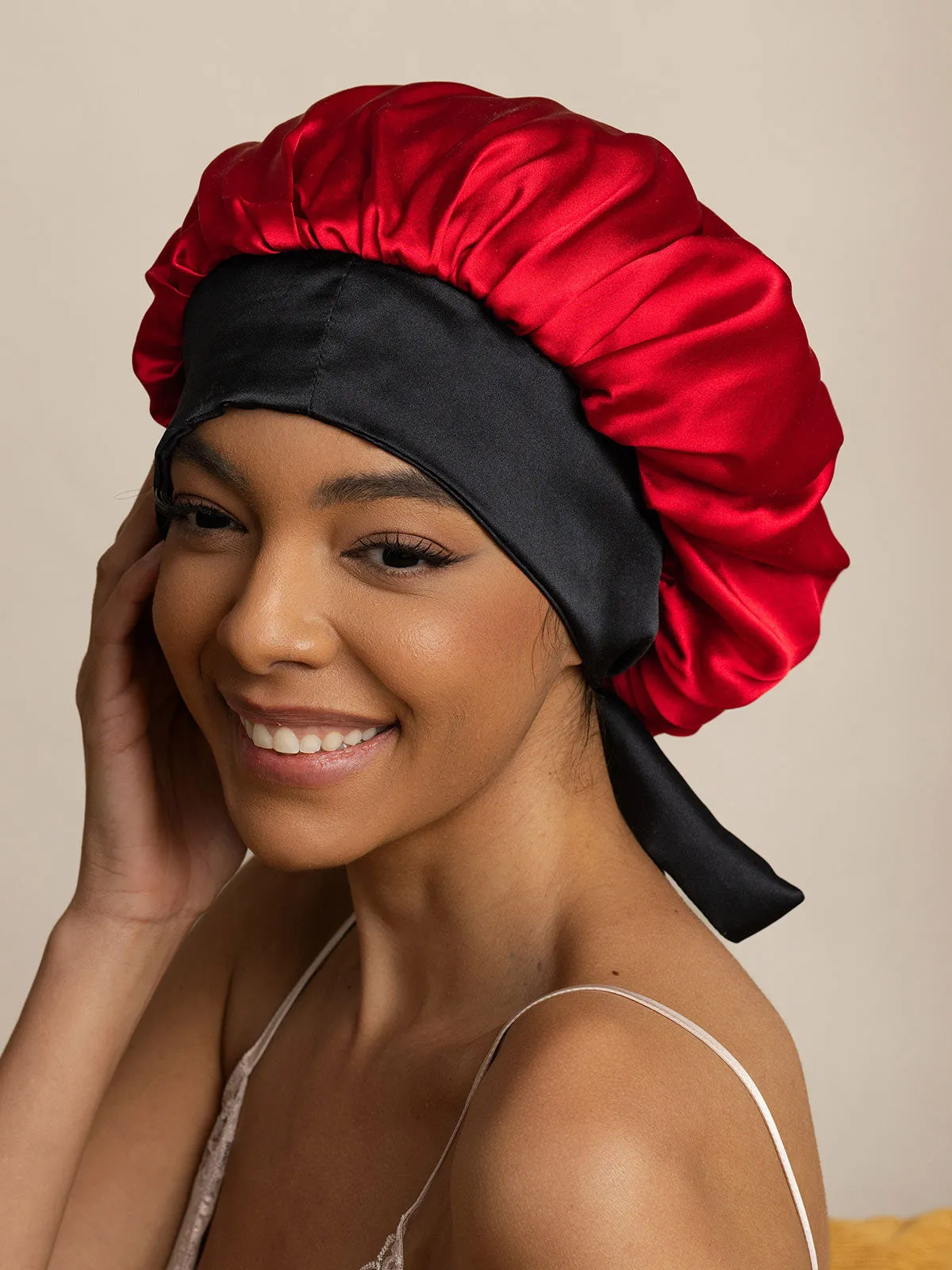Women's Silk Casual Bonnet with Long Ribbons (Two-tone and Double-sided)