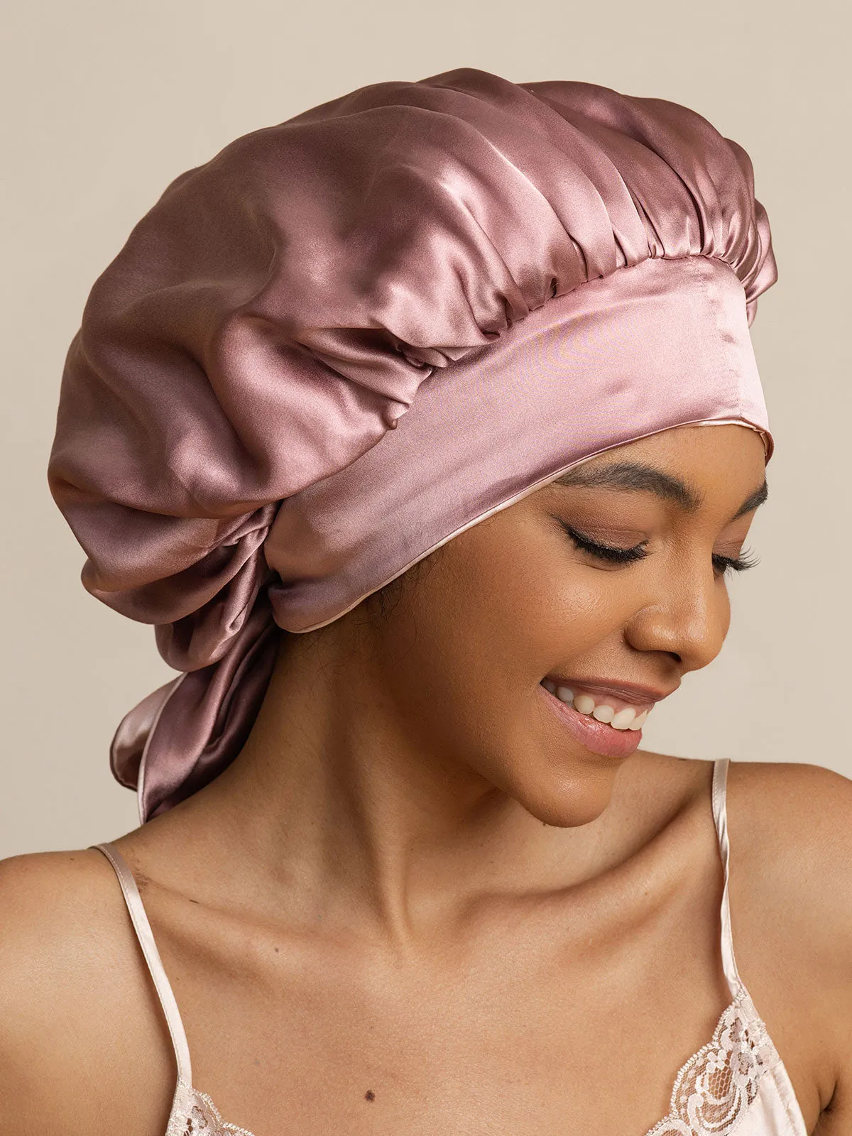 Women's Silk Casual Bonnet with Long Ribbons (Two-tone and Double-sided)