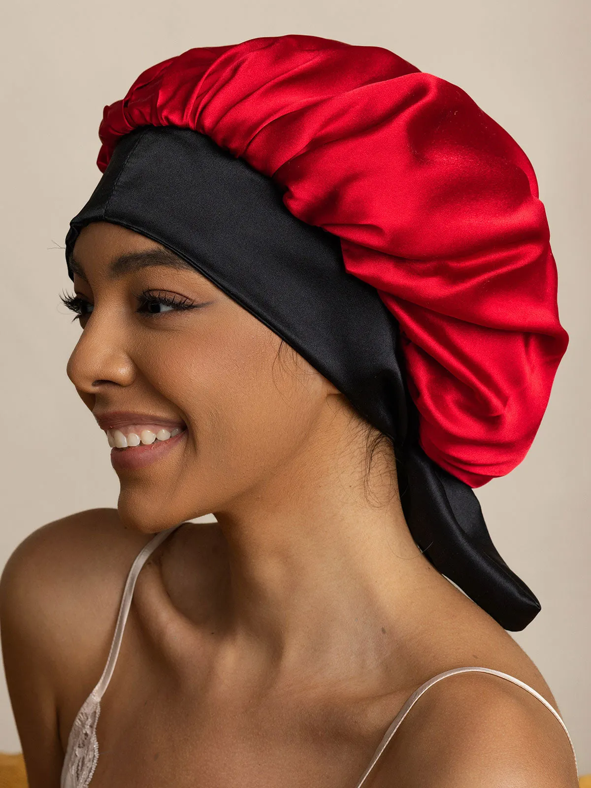 Women's Silk Casual Bonnet with Long Ribbons (Two-tone and Double-sided)