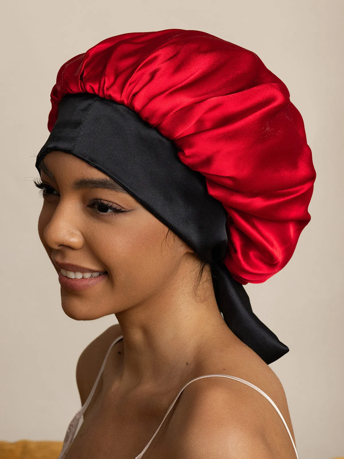 Women's Silk Casual Bonnet with Long Ribbons (Two-tone and Double-sided)