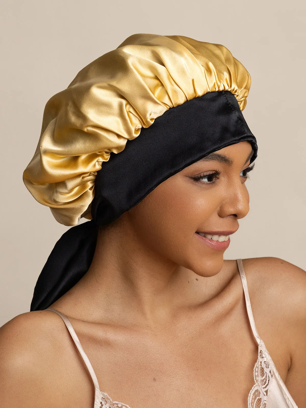 Women's Silk Casual Bonnet with Long Ribbons (Two-tone and Double-sided)