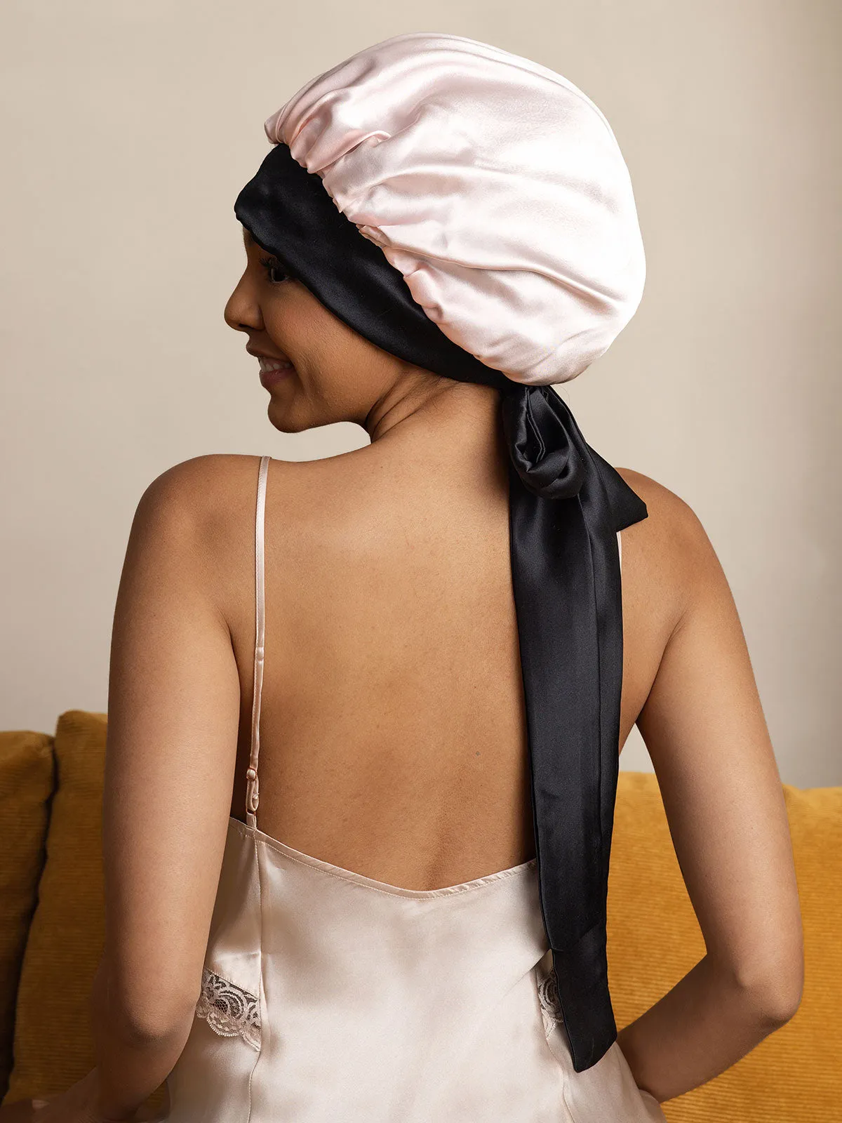 Women's Silk Casual Bonnet with Long Ribbons (Two-tone and Double-sided)