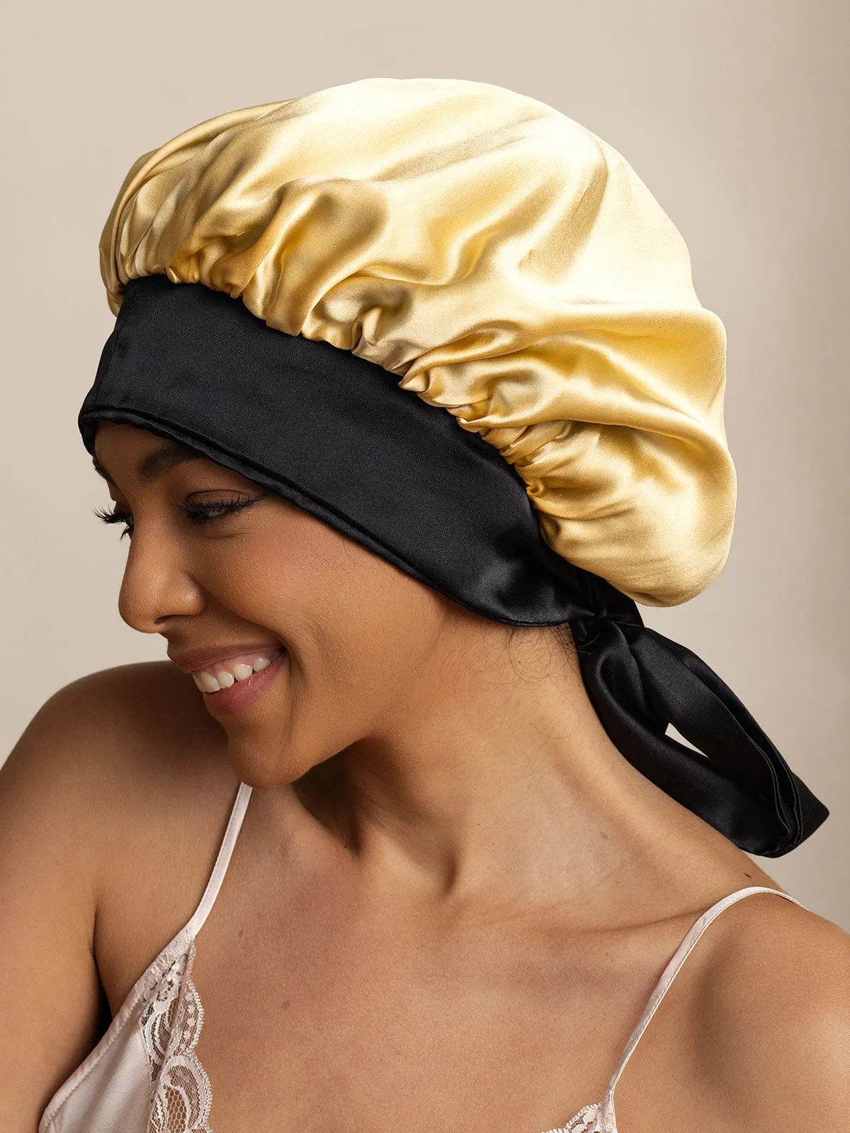 Women's Silk Casual Bonnet with Long Ribbons (Two-tone and Double-sided)