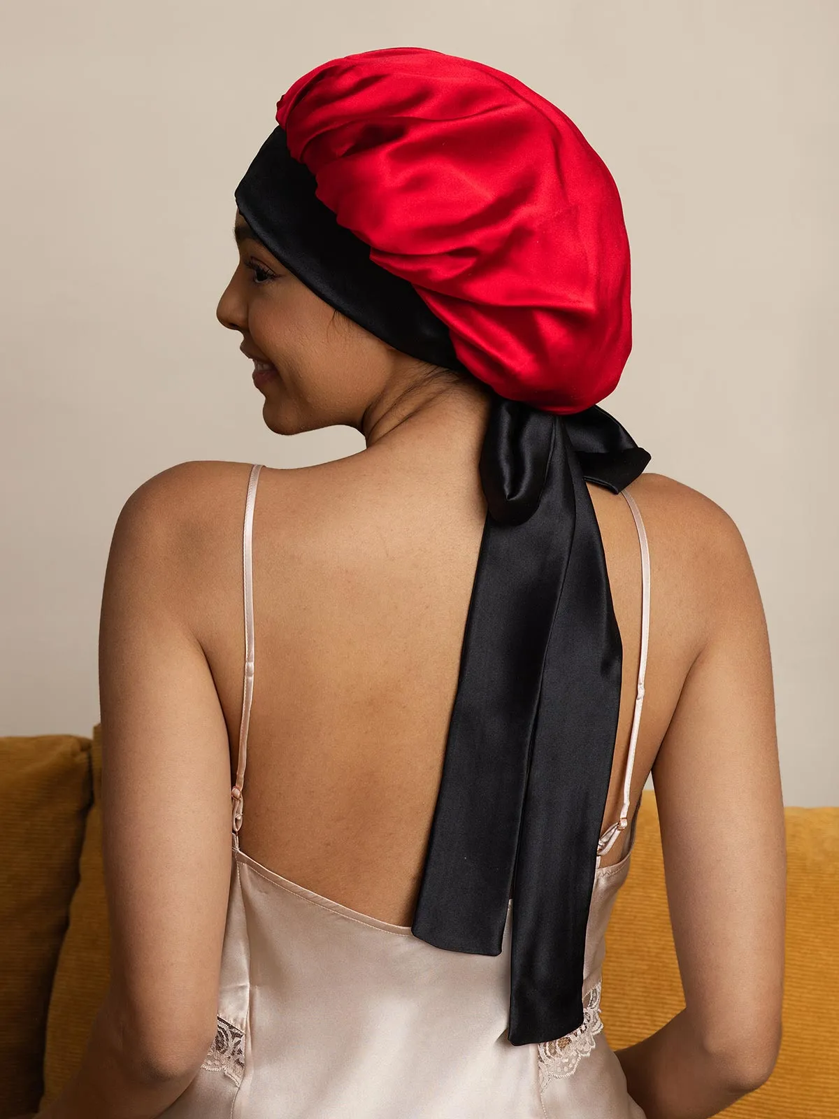 Women's Silk Casual Bonnet with Long Ribbons (Two-tone and Double-sided)