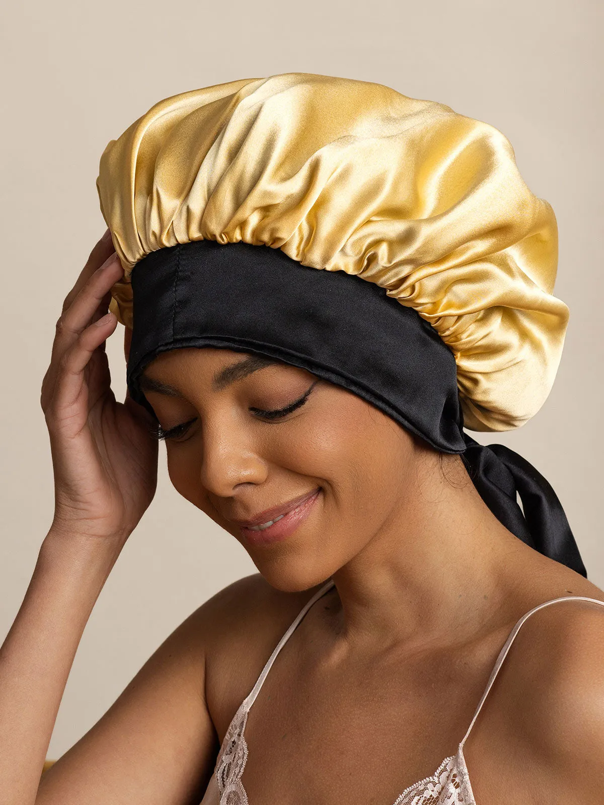 Women's Silk Casual Bonnet with Long Ribbons (Two-tone and Double-sided)
