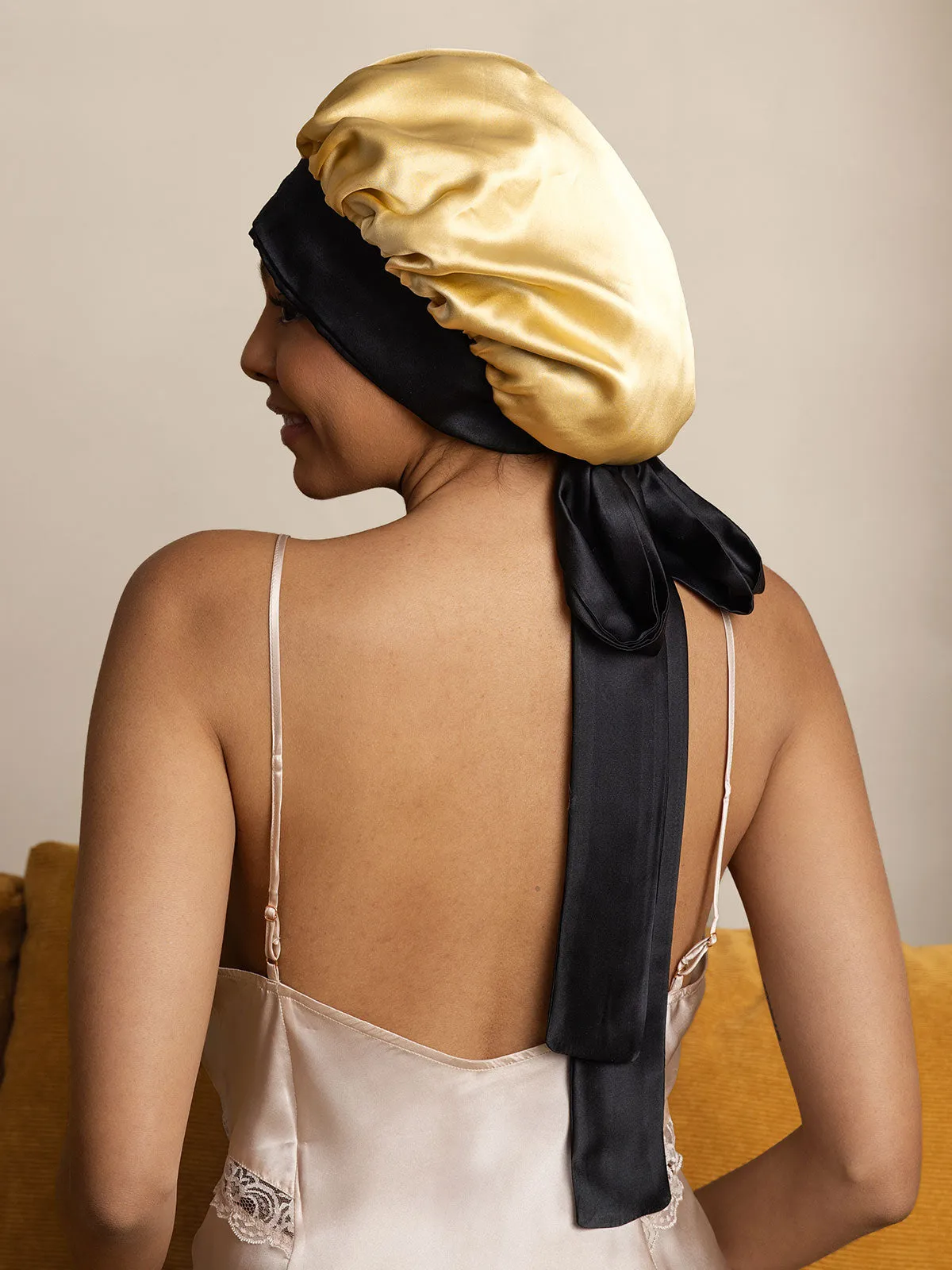 Women's Silk Casual Bonnet with Long Ribbons (Two-tone and Double-sided)