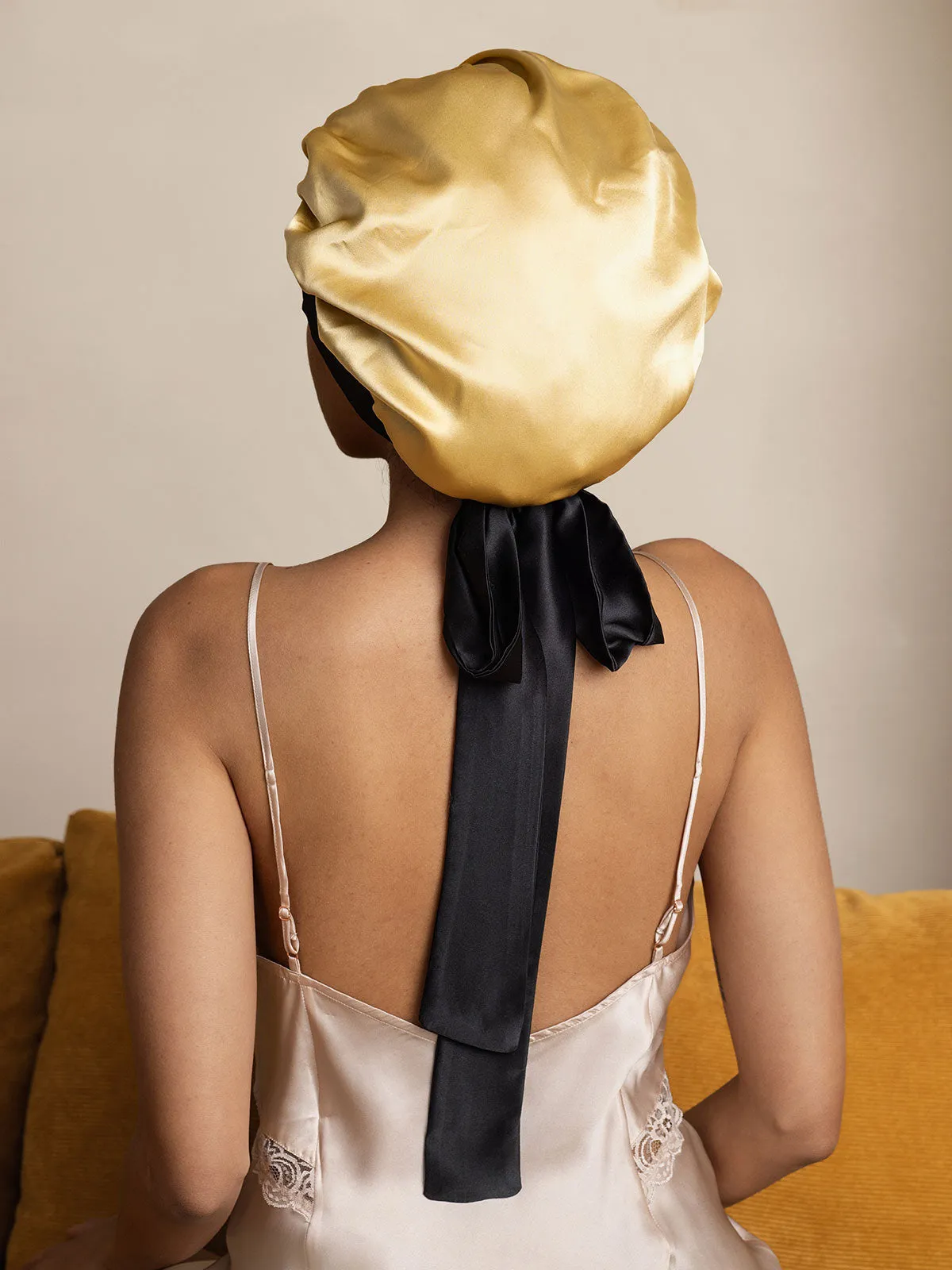 Women's Silk Casual Bonnet with Long Ribbons (Two-tone and Double-sided)