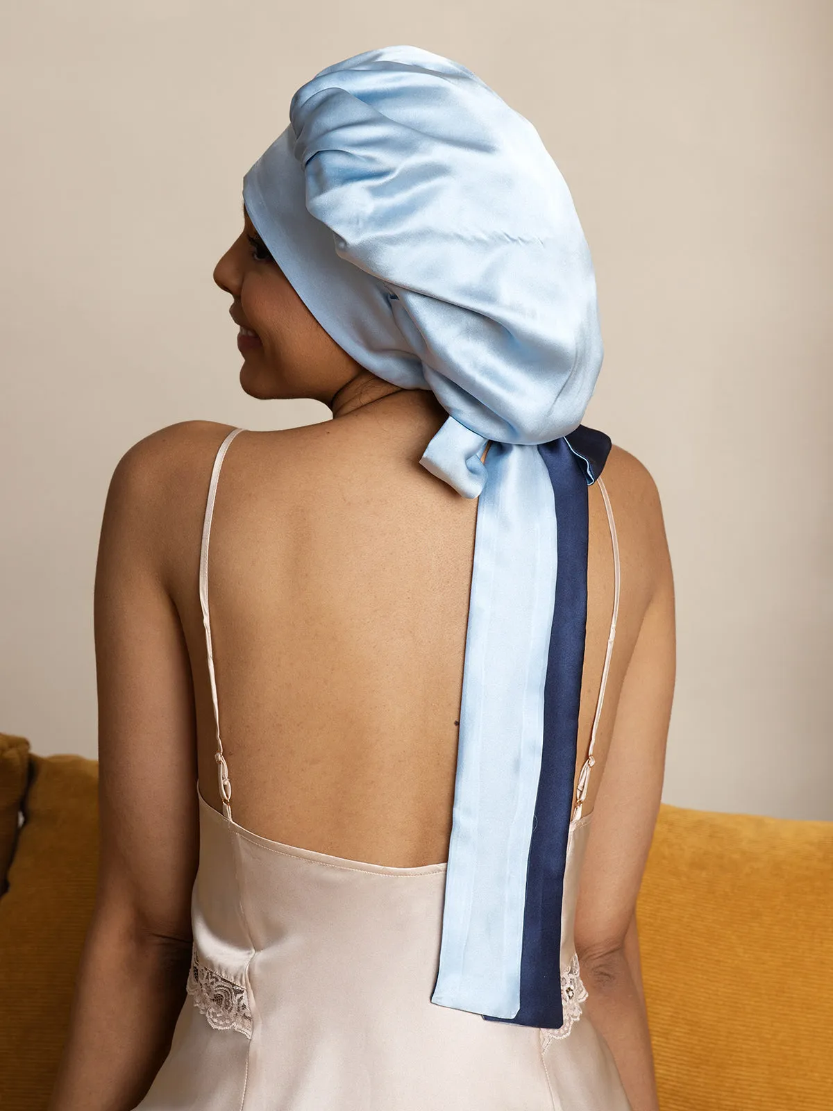 Women's Silk Casual Bonnet with Long Ribbons (Two-tone and Double-sided)
