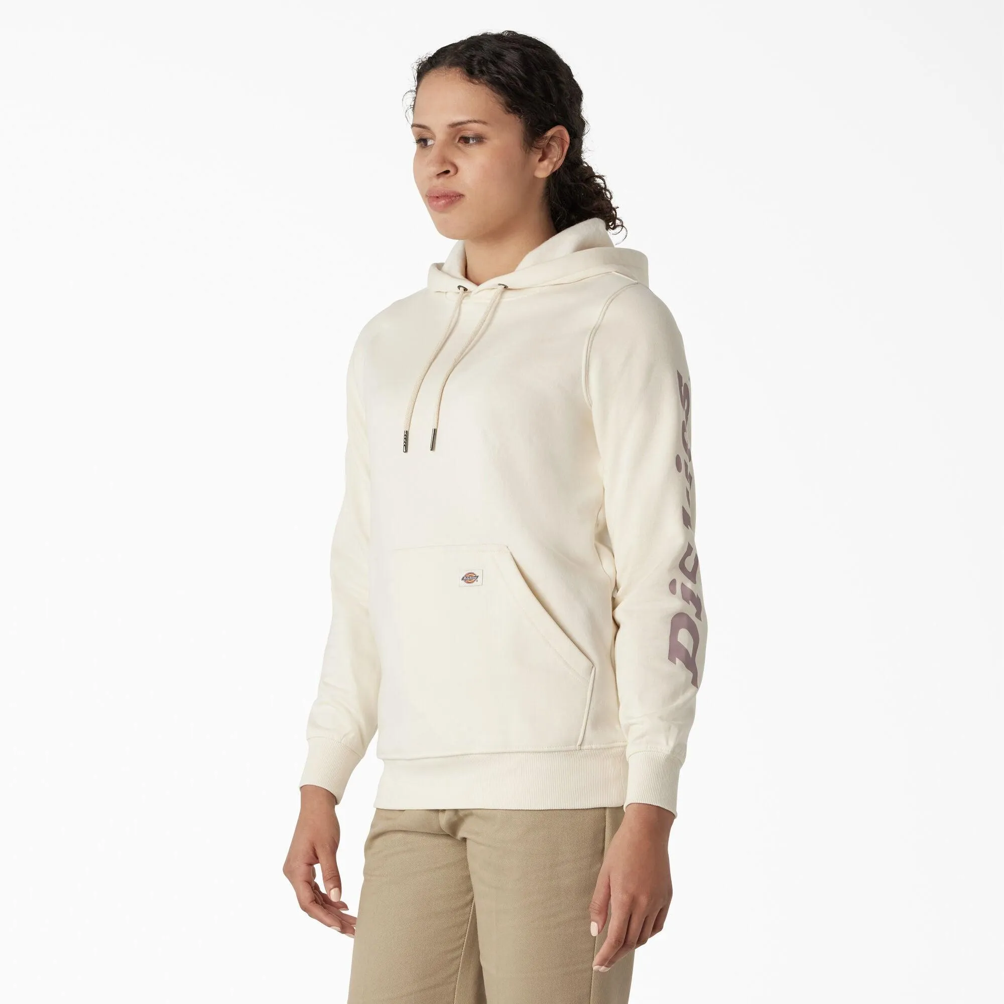 Women's Water Repellent Sleeve Logo Hoodie, Antique White