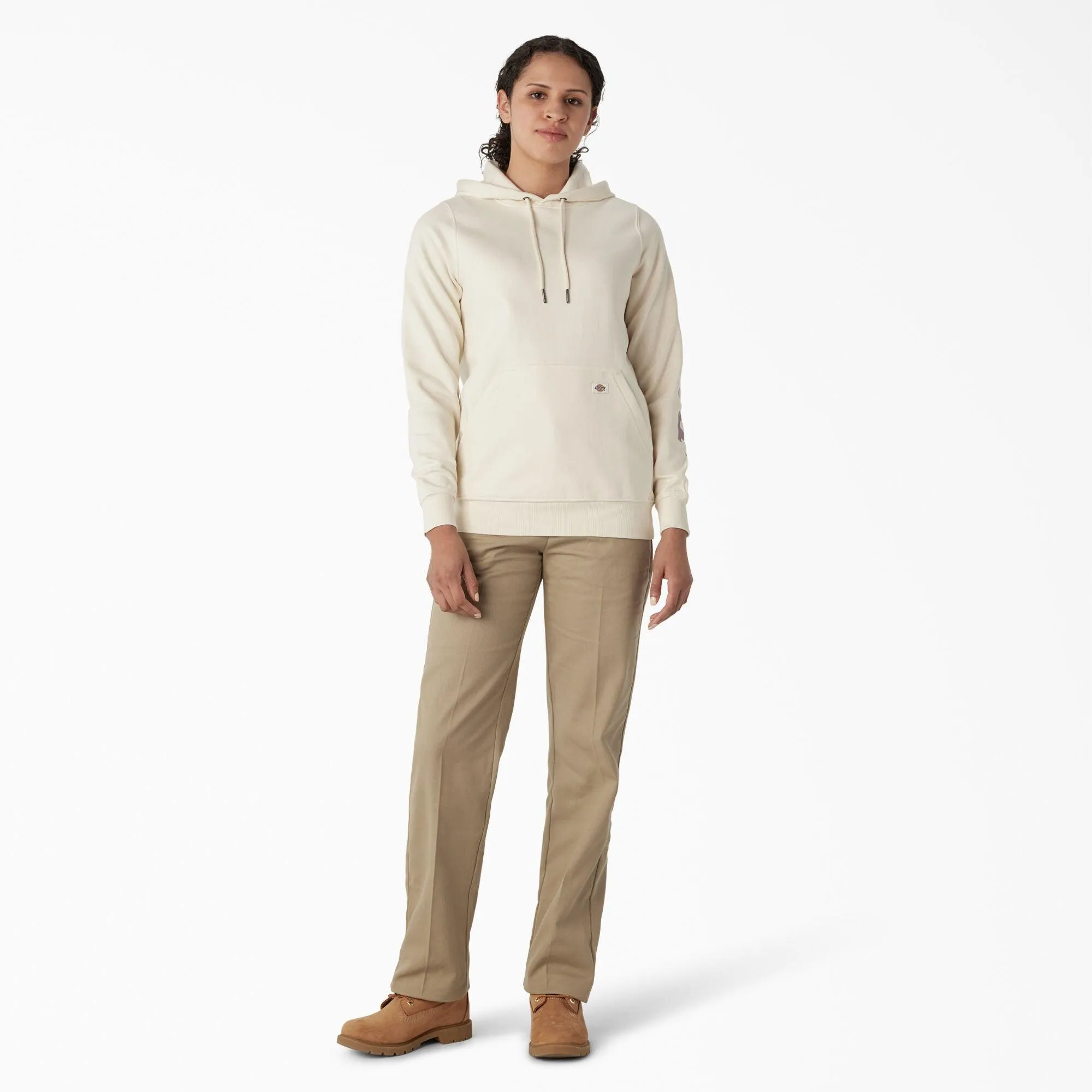 Women's Water Repellent Sleeve Logo Hoodie, Antique White