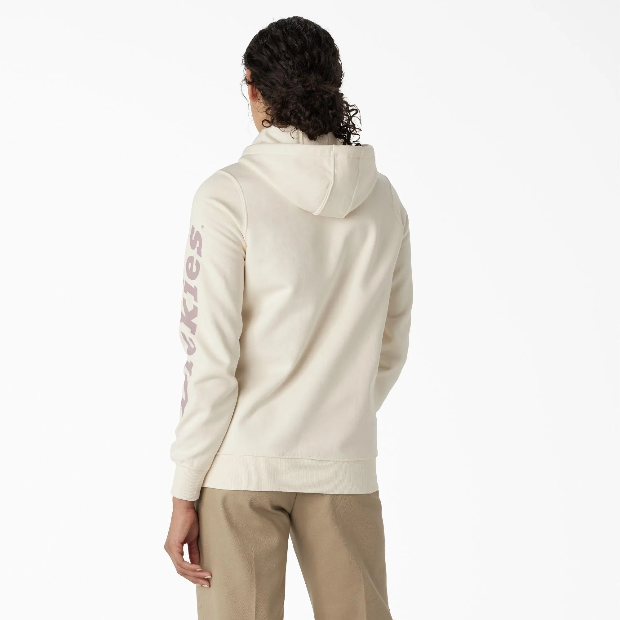 Women's Water Repellent Sleeve Logo Hoodie, Antique White